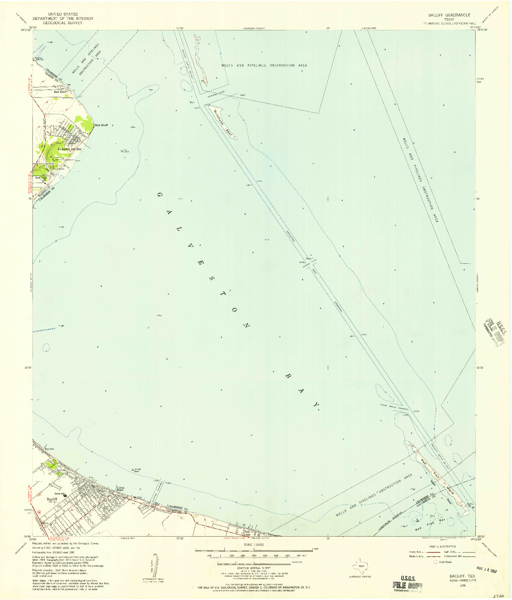 USGS 1:24000-SCALE QUADRANGLE FOR BACLIFF, TX 1956