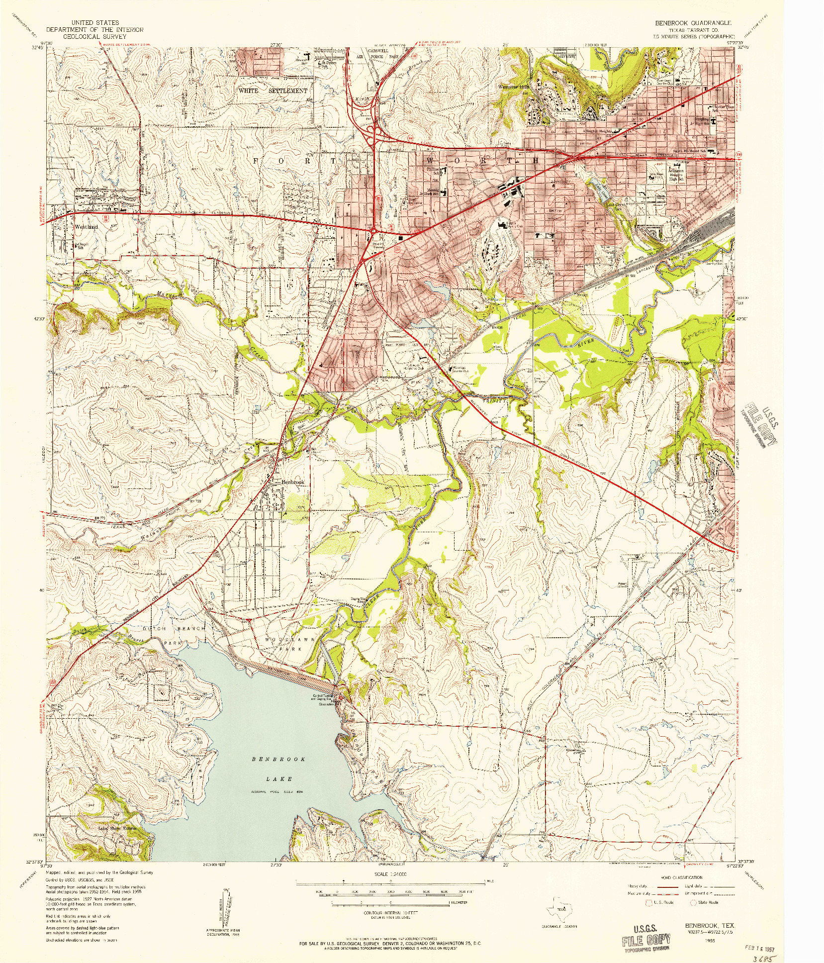 USGS 1:24000-SCALE QUADRANGLE FOR BENBROOK, TX 1955