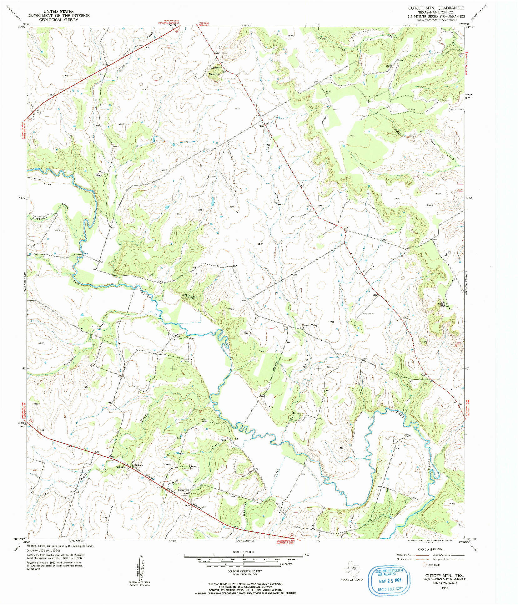 USGS 1:24000-SCALE QUADRANGLE FOR CUTOFF MTN, TX 1956