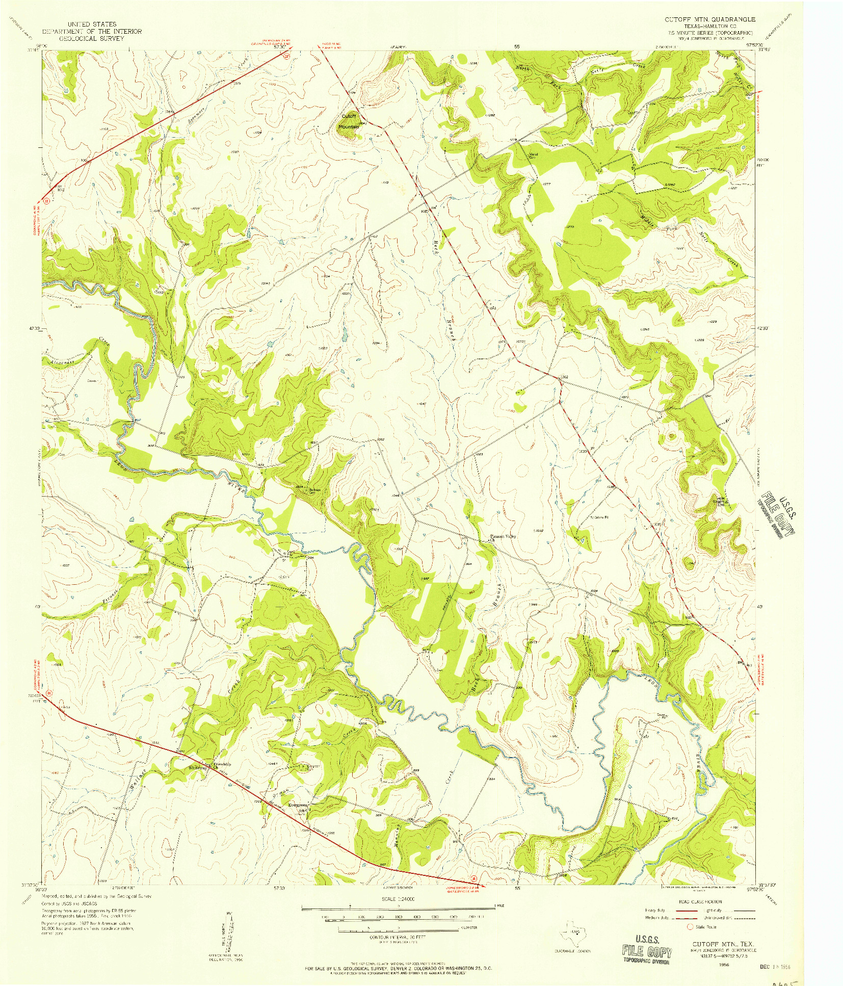 USGS 1:24000-SCALE QUADRANGLE FOR CUTOFF MTN, TX 1956