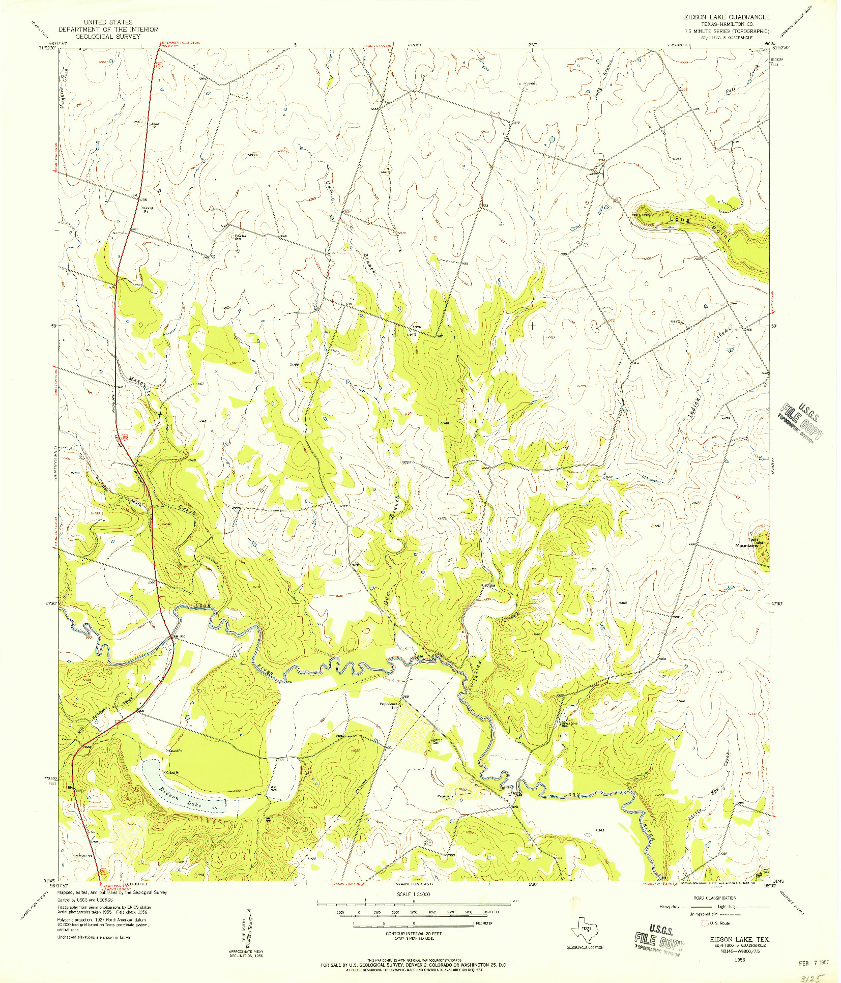 USGS 1:24000-SCALE QUADRANGLE FOR EIDSON LAKE, TX 1956