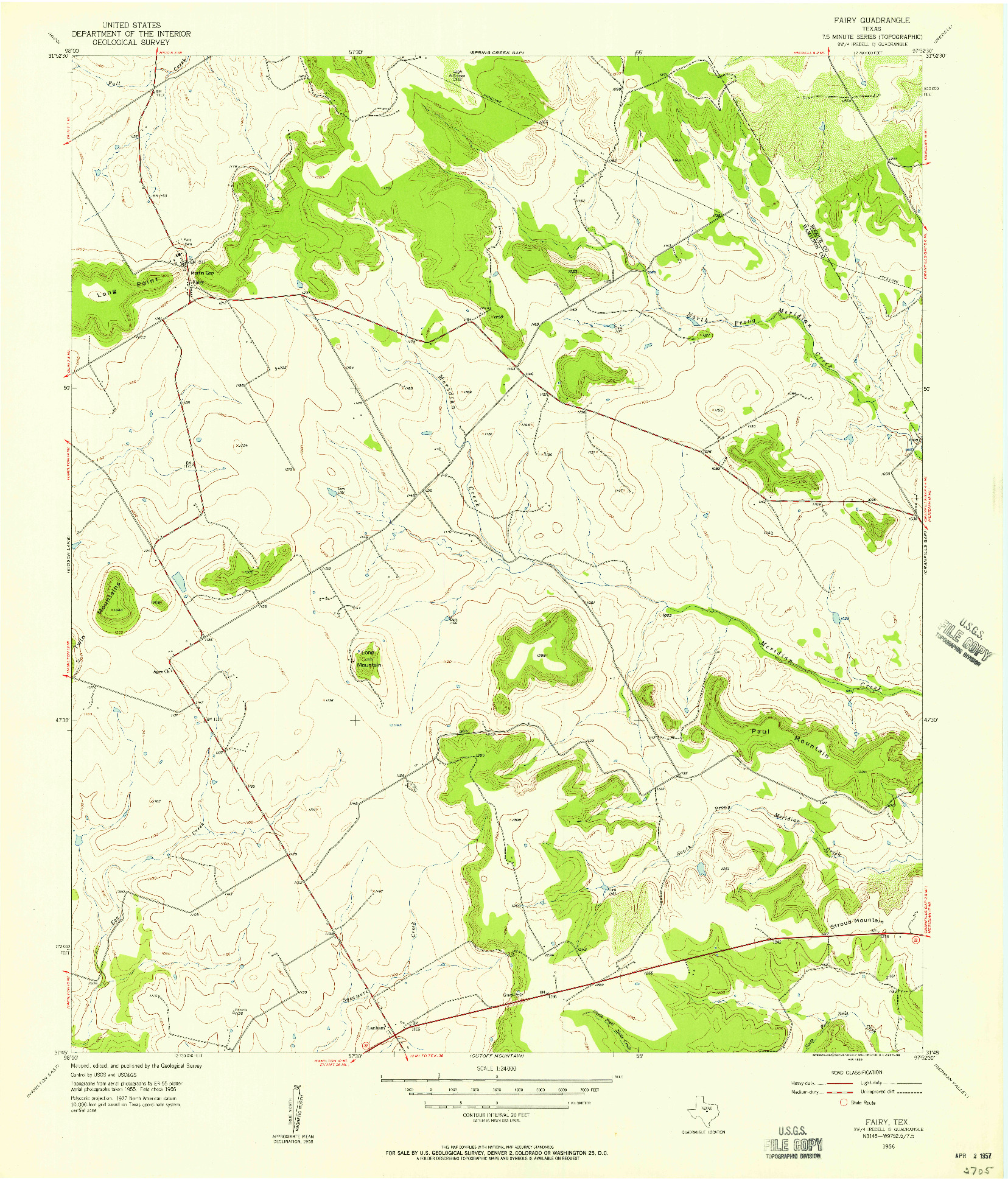 USGS 1:24000-SCALE QUADRANGLE FOR FAIRY, TX 1956