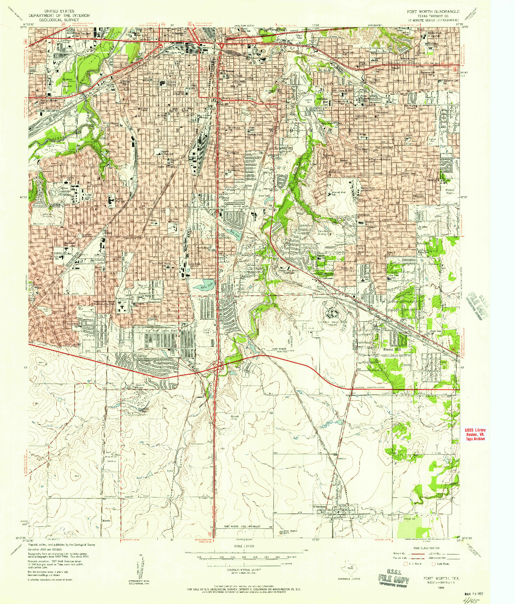 USGS 1:24000-SCALE QUADRANGLE FOR FORT WORTH, TX 1955