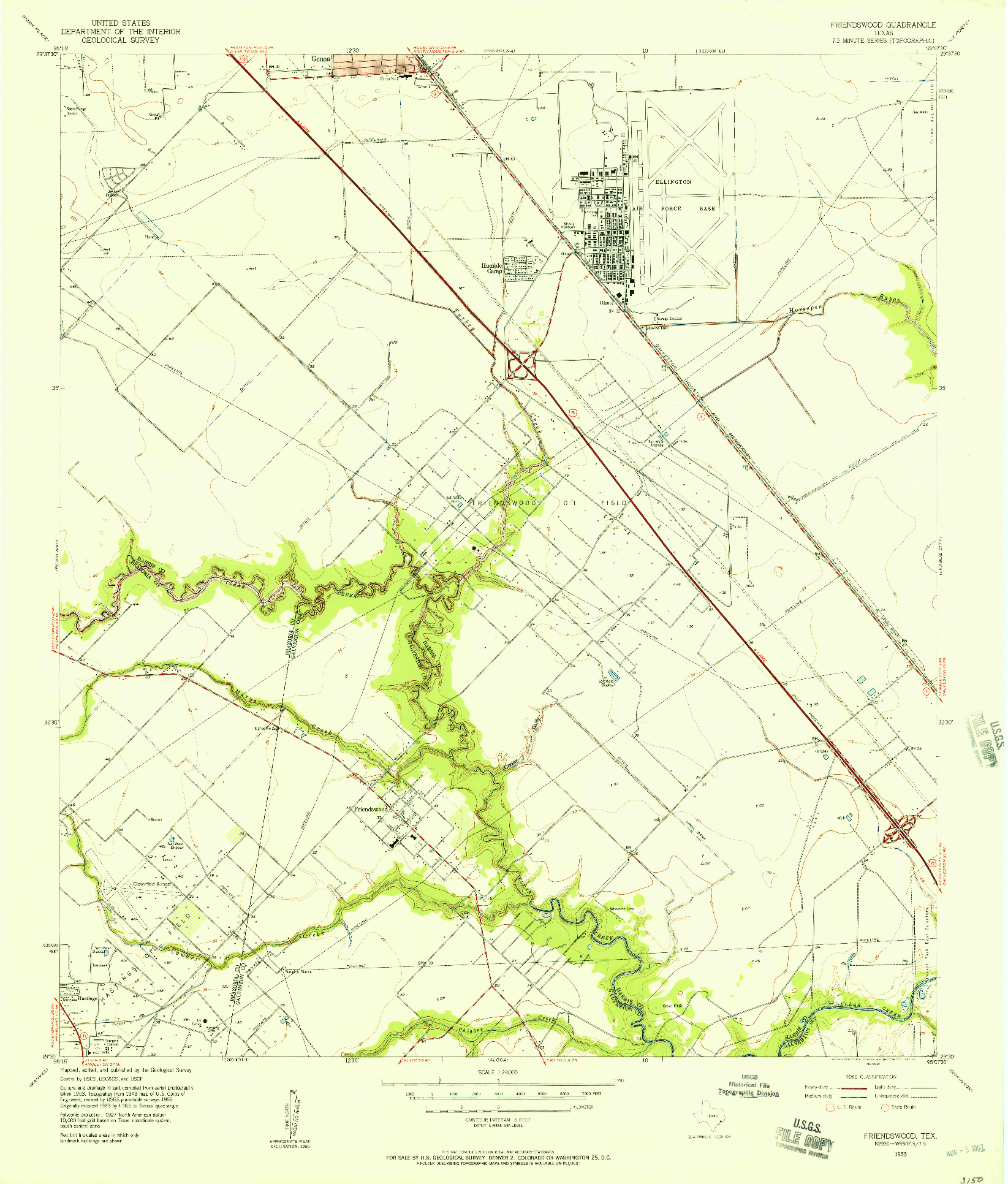 USGS 1:24000-SCALE QUADRANGLE FOR FRIENDSWOOD, TX 1955