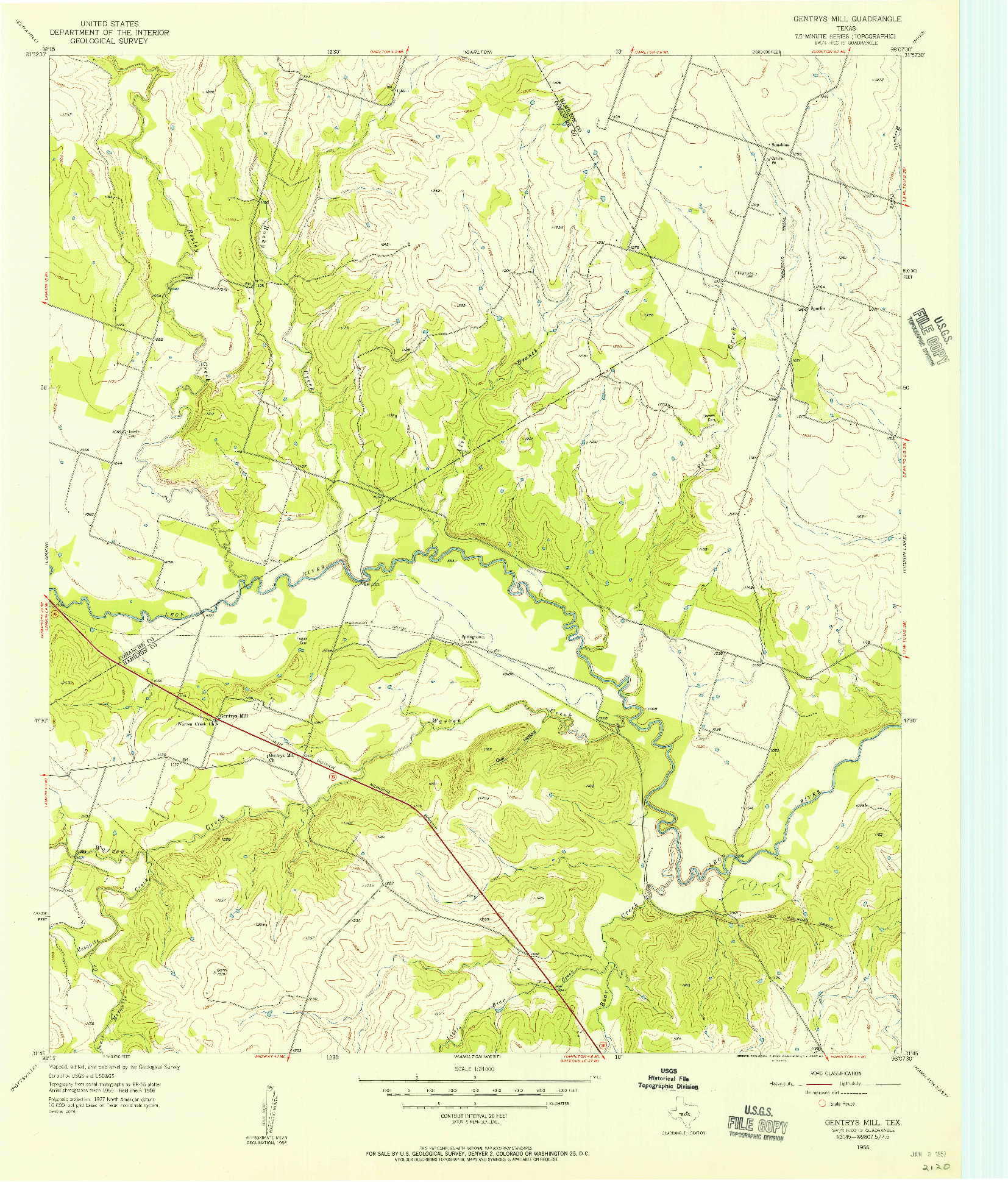 USGS 1:24000-SCALE QUADRANGLE FOR GENTRYS MILL, TX 1956