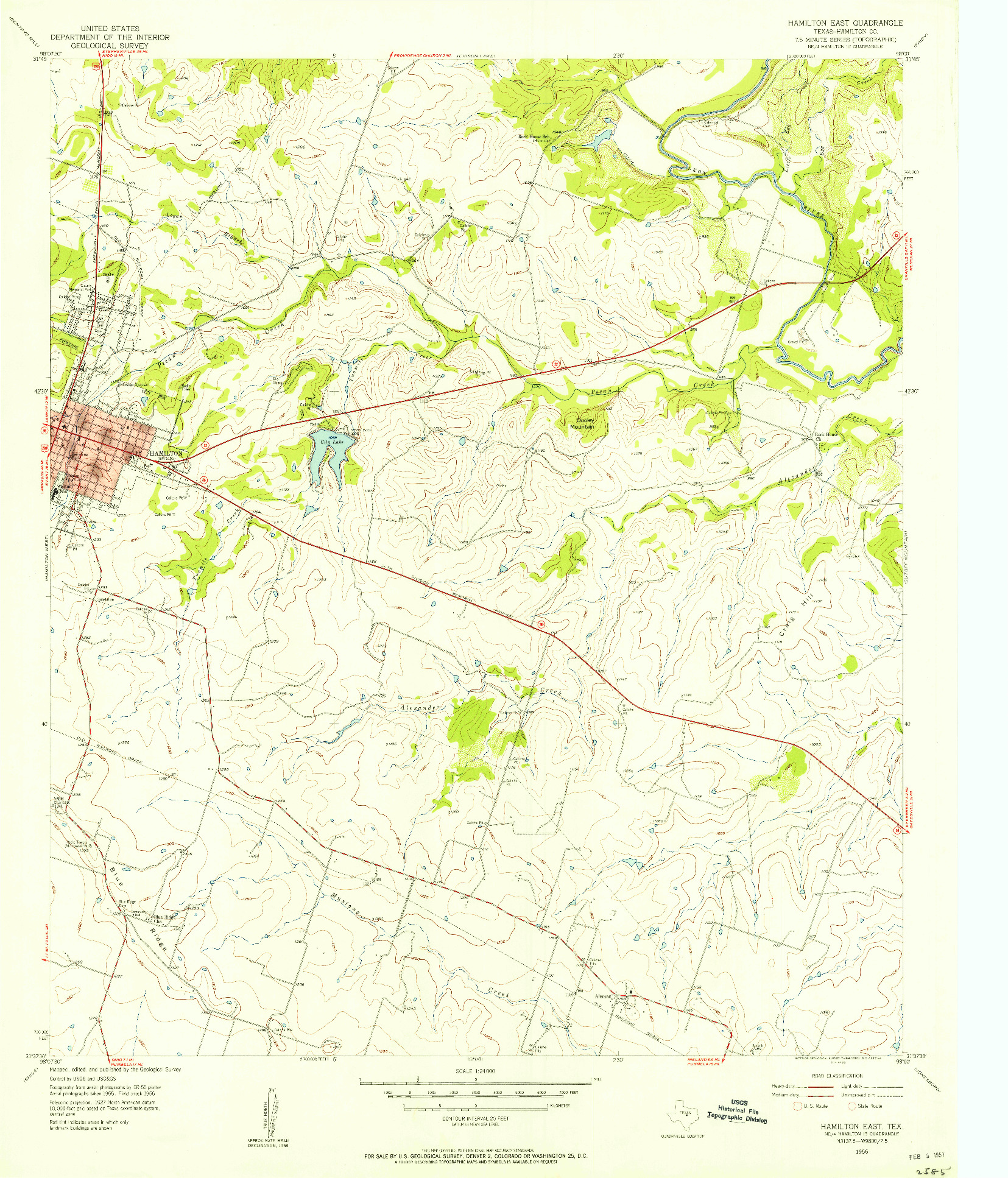 USGS 1:24000-SCALE QUADRANGLE FOR HAMILTON EAST, TX 1956