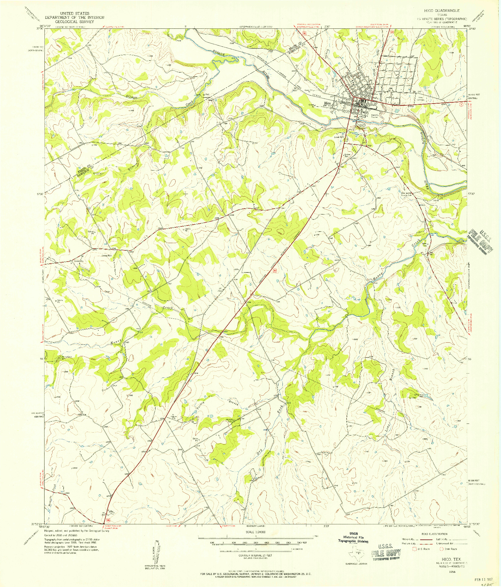 USGS 1:24000-SCALE QUADRANGLE FOR HICO, TX 1956