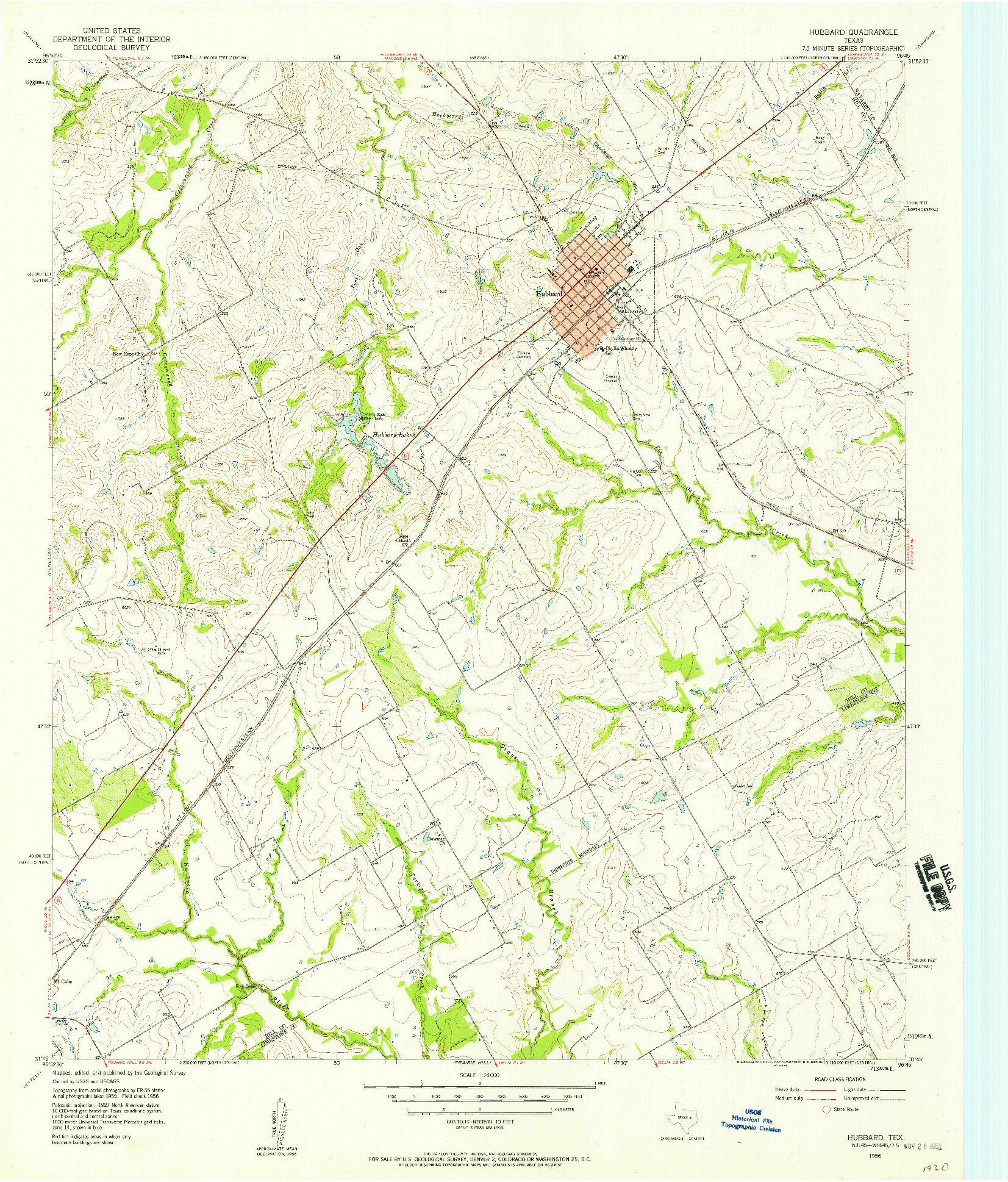 USGS 1:24000-SCALE QUADRANGLE FOR HUBBARD, TX 1956