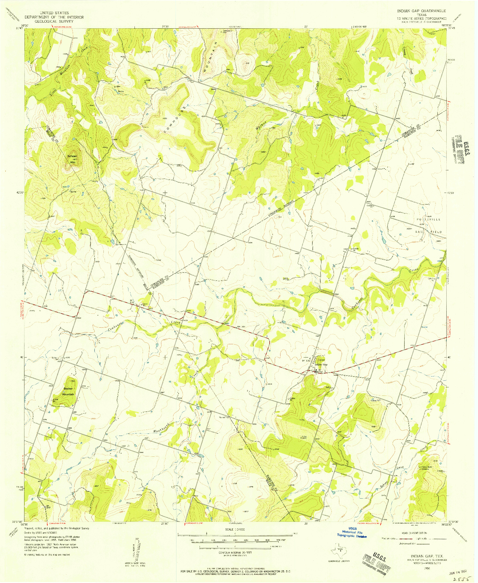 USGS 1:24000-SCALE QUADRANGLE FOR INDIAN GAP, TX 1956