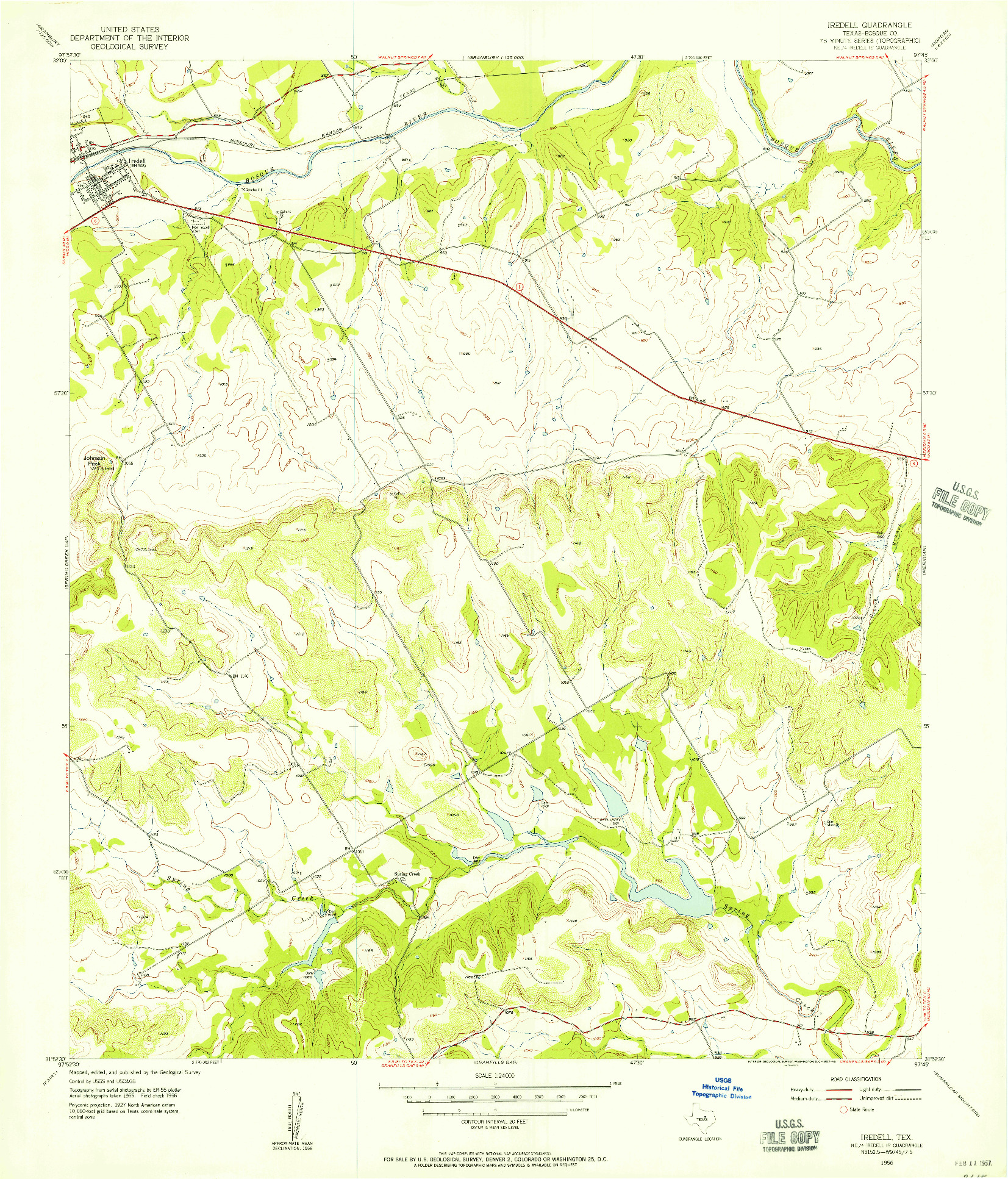 USGS 1:24000-SCALE QUADRANGLE FOR IREDELL, TX 1956