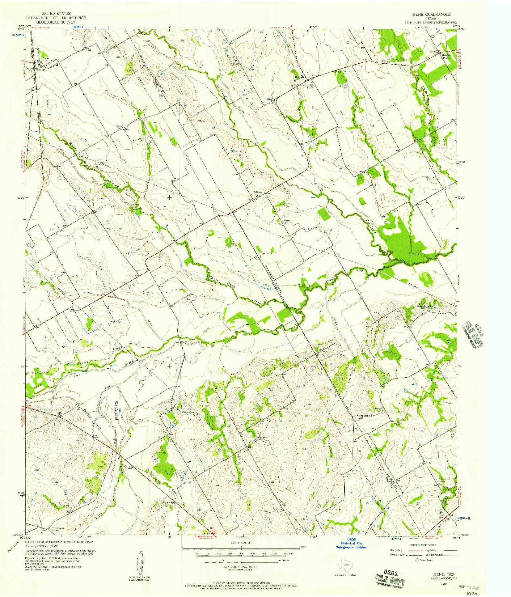USGS 1:24000-SCALE QUADRANGLE FOR IRENE, TX 1957