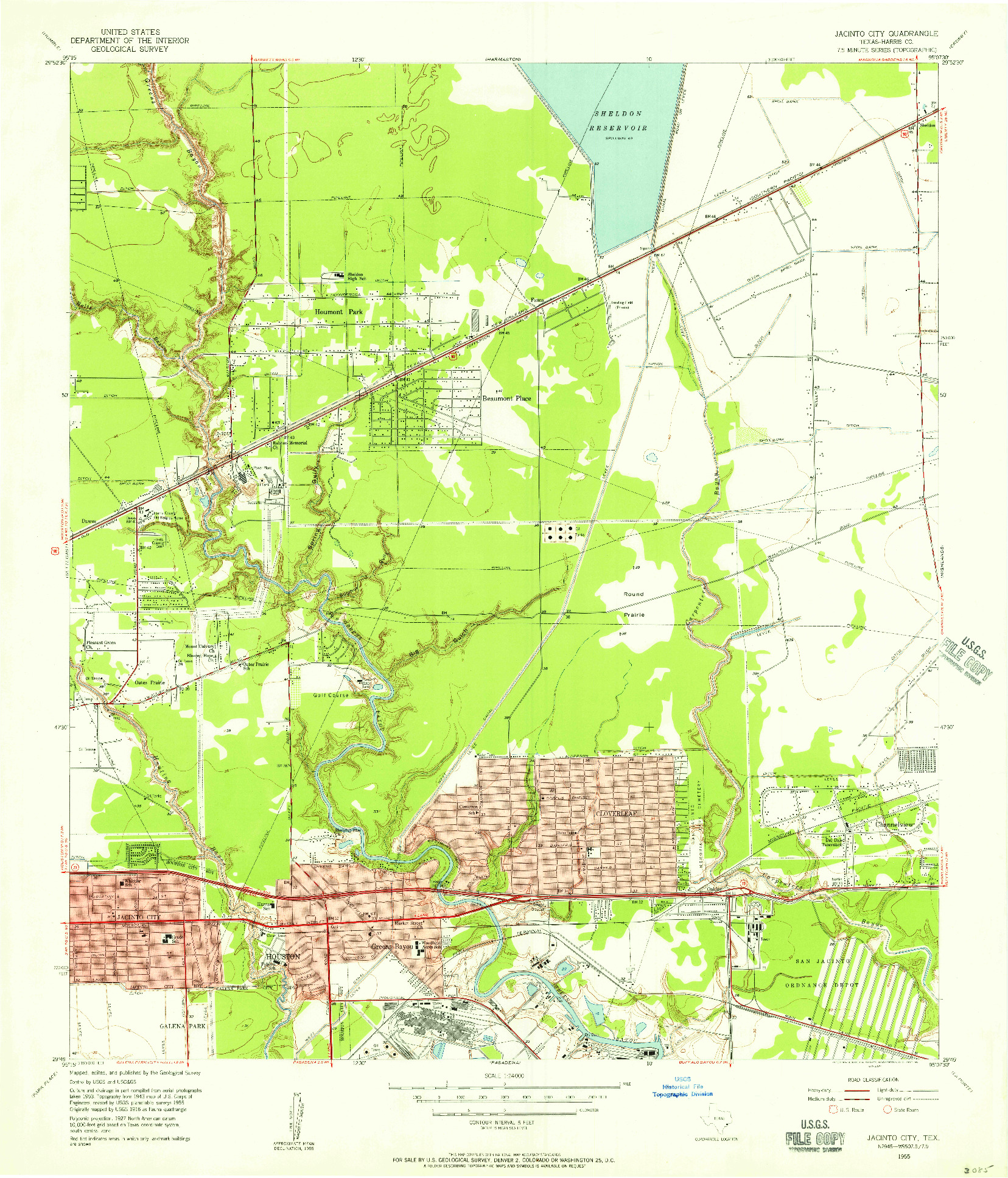 USGS 1:24000-SCALE QUADRANGLE FOR JACINTO CITY, TX 1955