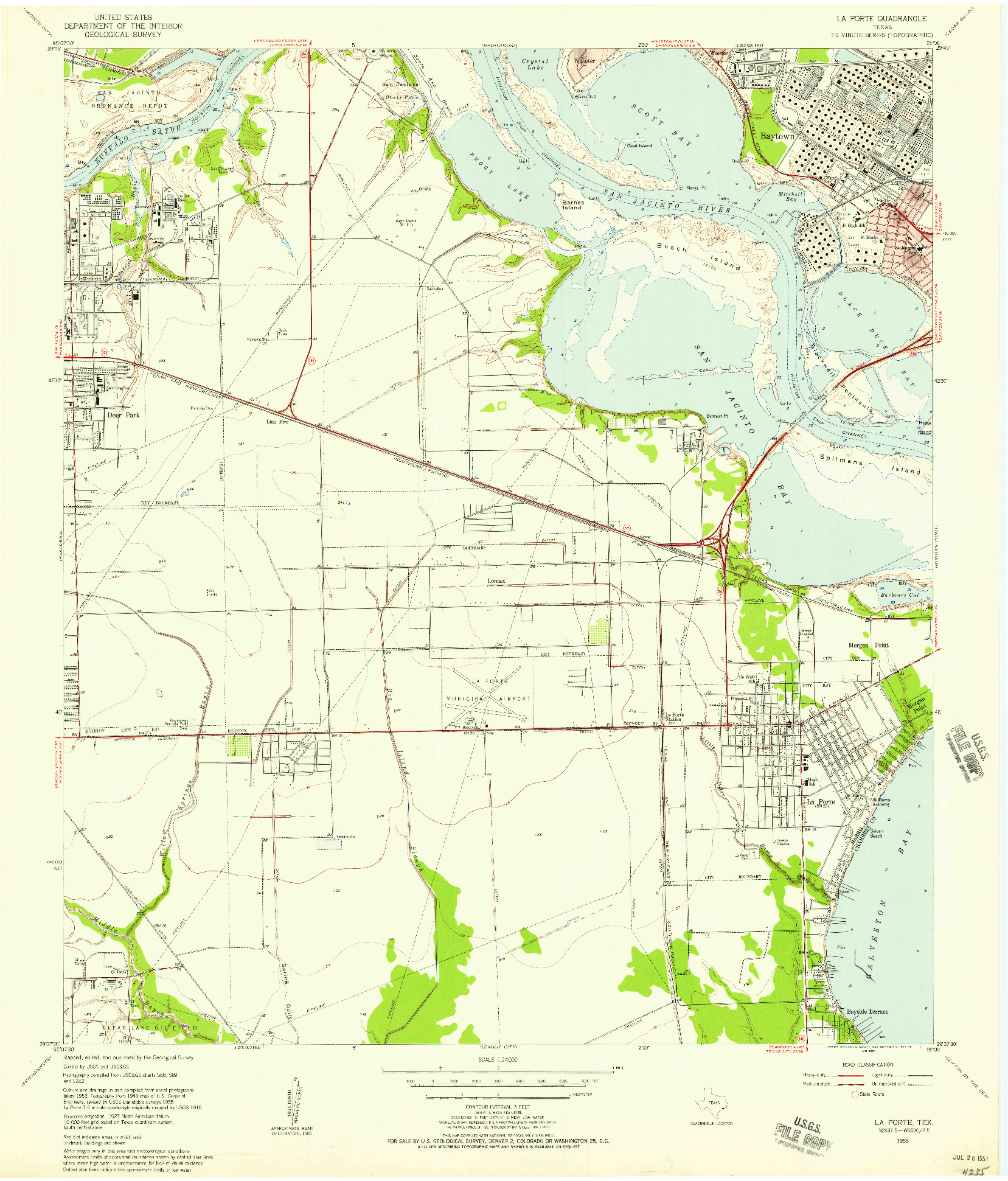 USGS 1:24000-SCALE QUADRANGLE FOR LA PORTE, TX 1955