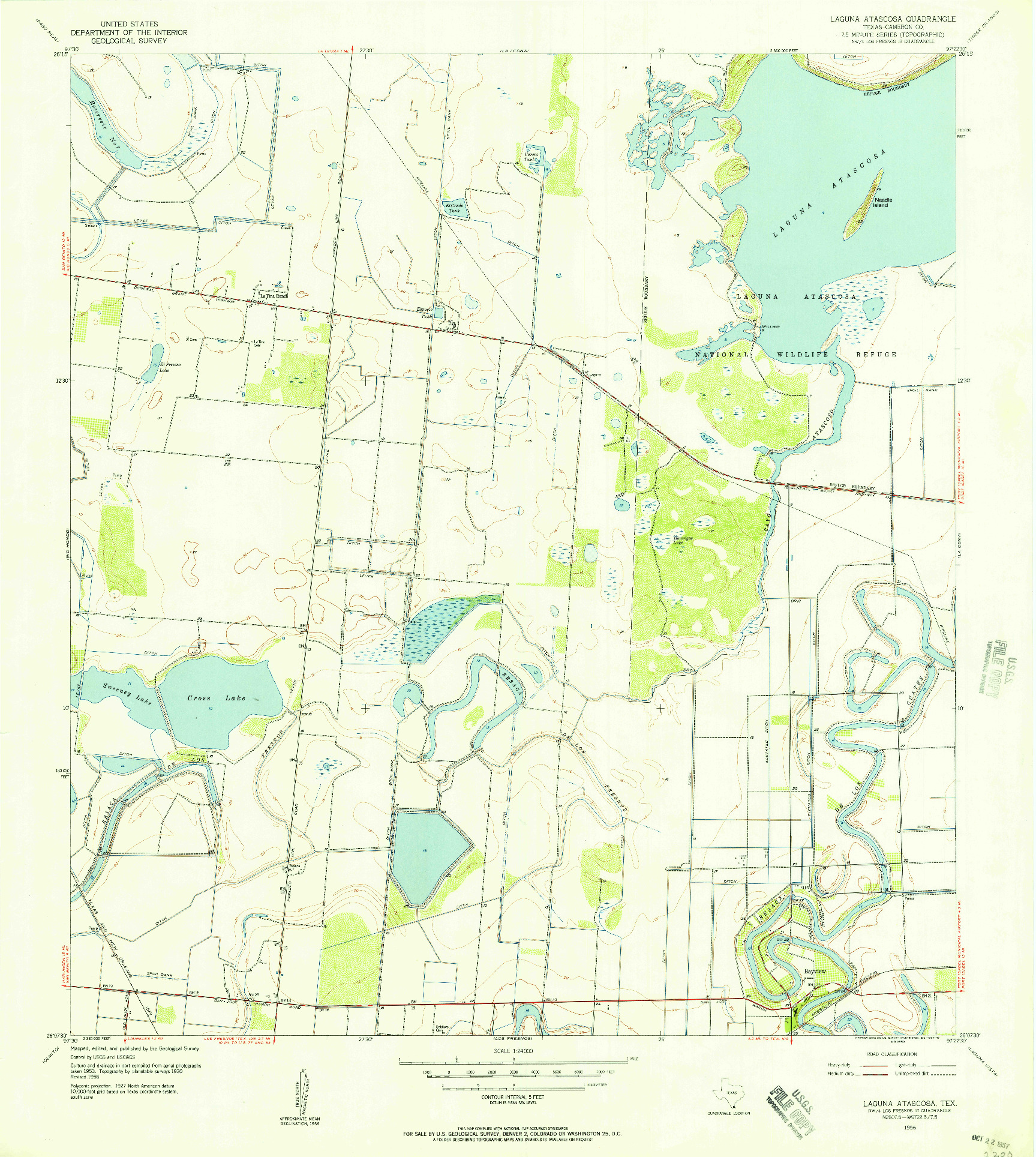 USGS 1:24000-SCALE QUADRANGLE FOR LAGUNA ATASCOSA, TX 1956