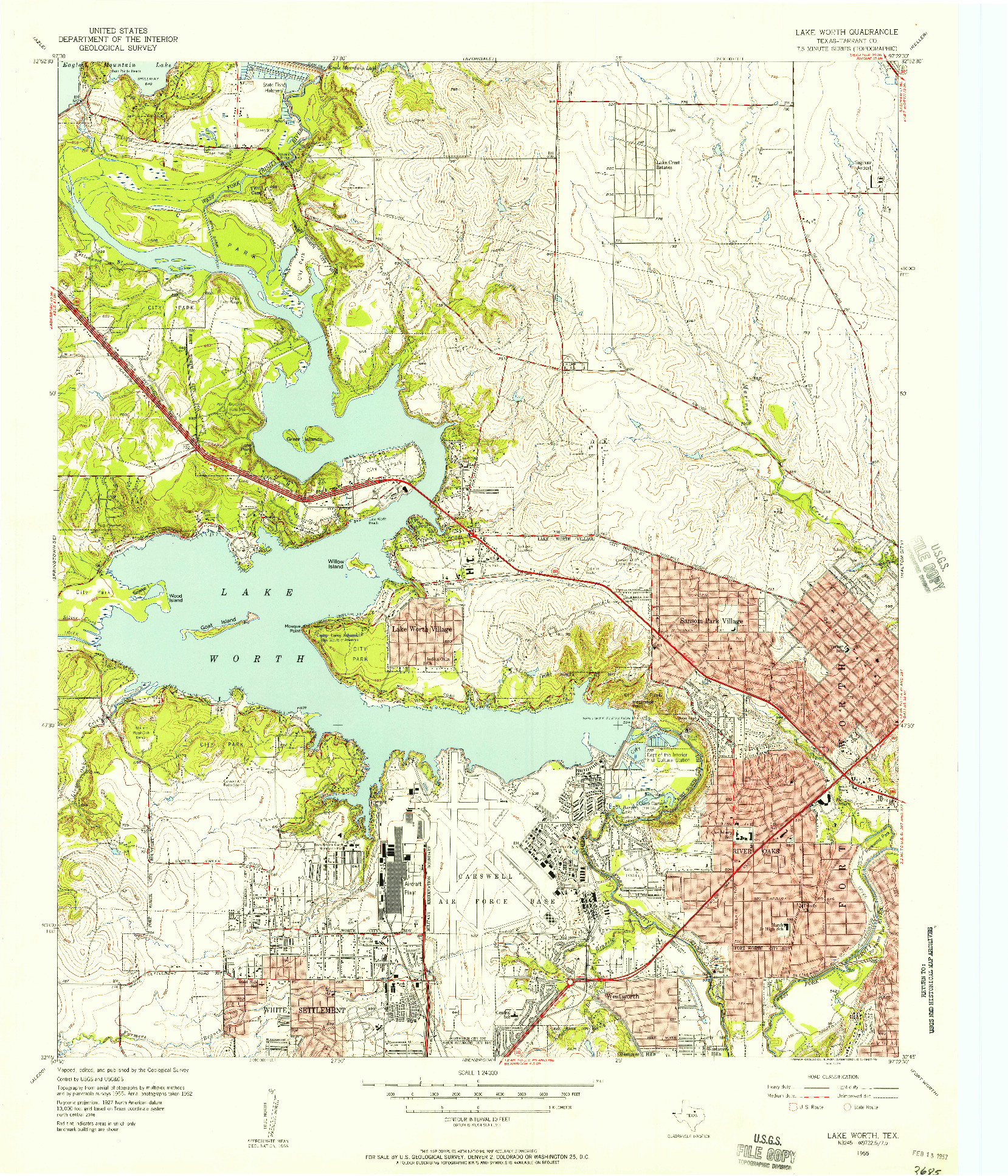 USGS 1:24000-SCALE QUADRANGLE FOR LAKE WORTH, TX 1955