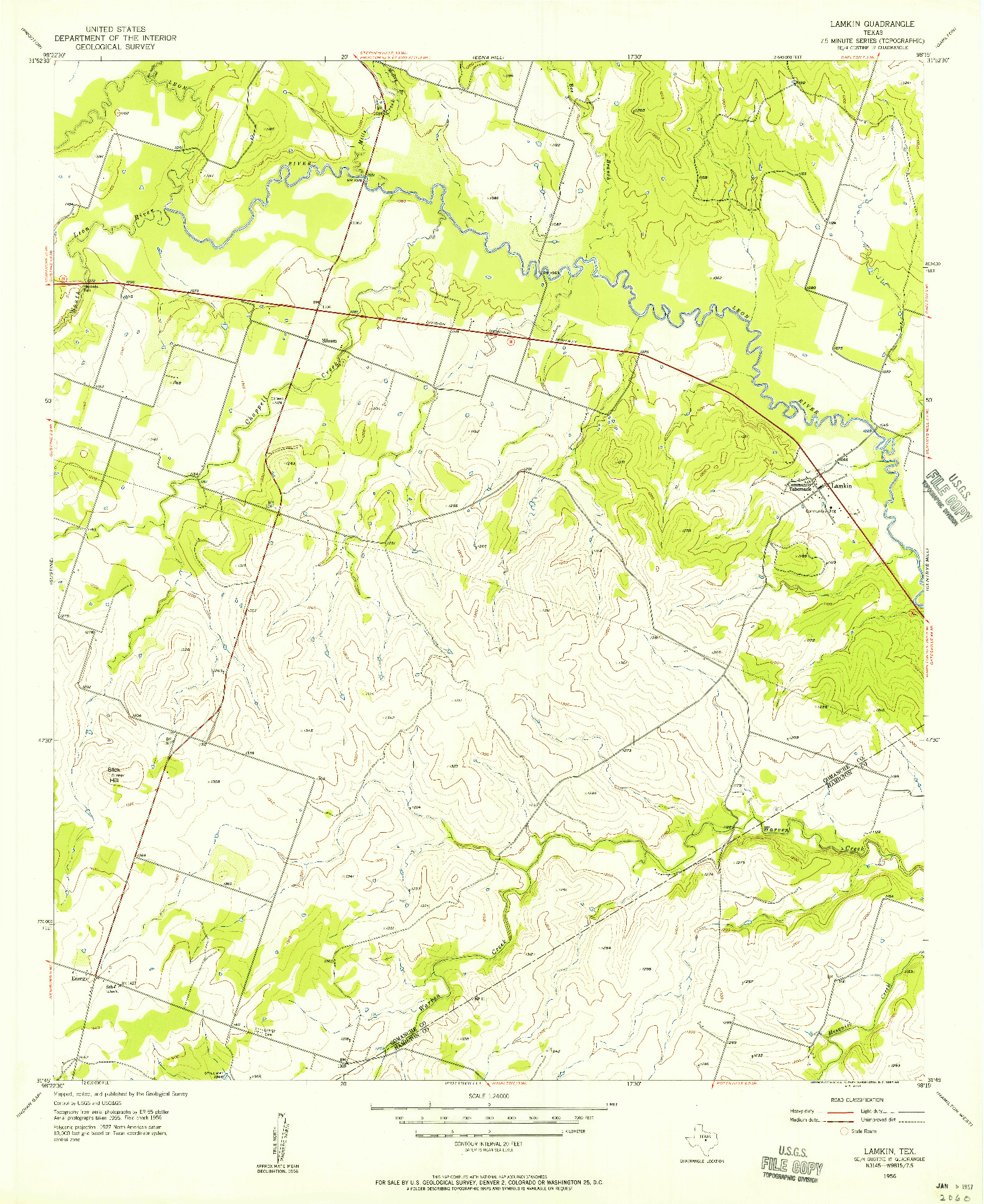 USGS 1:24000-SCALE QUADRANGLE FOR LAMKIN, TX 1956