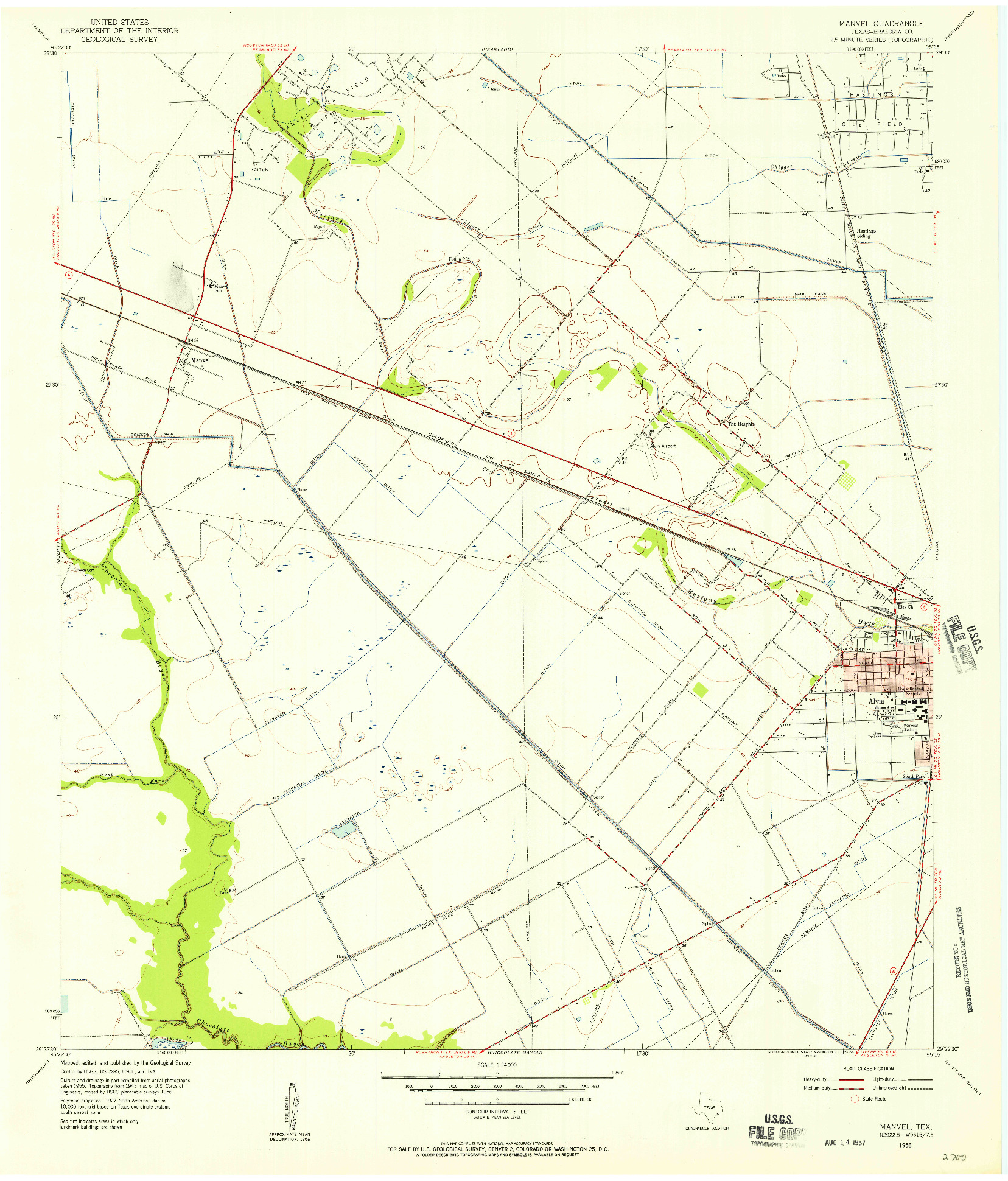 USGS 1:24000-SCALE QUADRANGLE FOR MANVEL, TX 1956