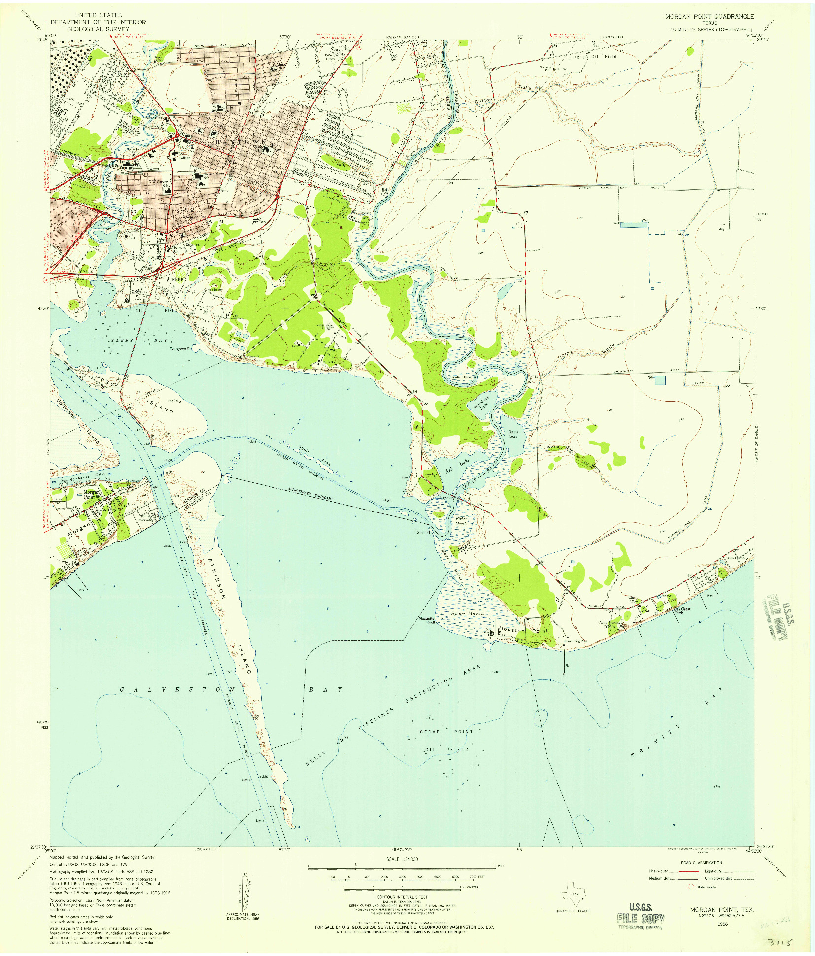 USGS 1:24000-SCALE QUADRANGLE FOR MORGAN POINT, TX 1956