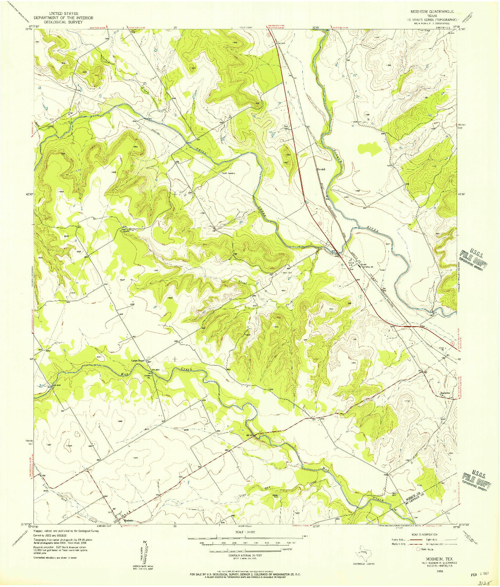USGS 1:24000-SCALE QUADRANGLE FOR MOSHEIM, TX 1956