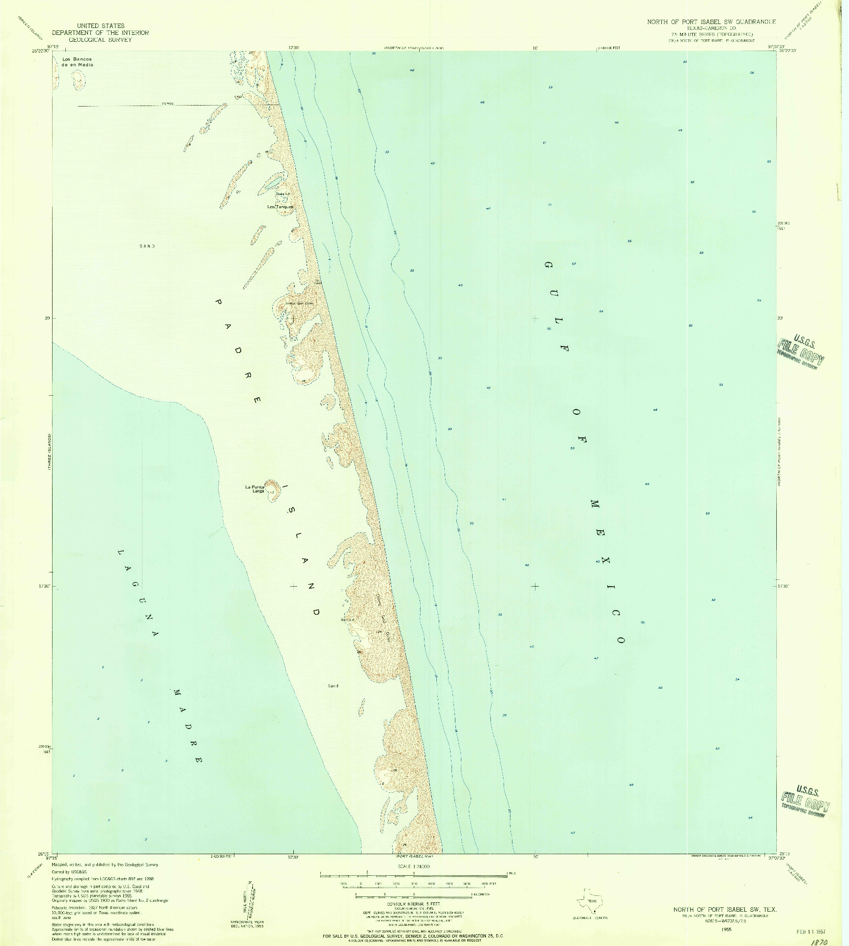 USGS 1:24000-SCALE QUADRANGLE FOR NORTH OF PORT ISABEL SW, TX 1955