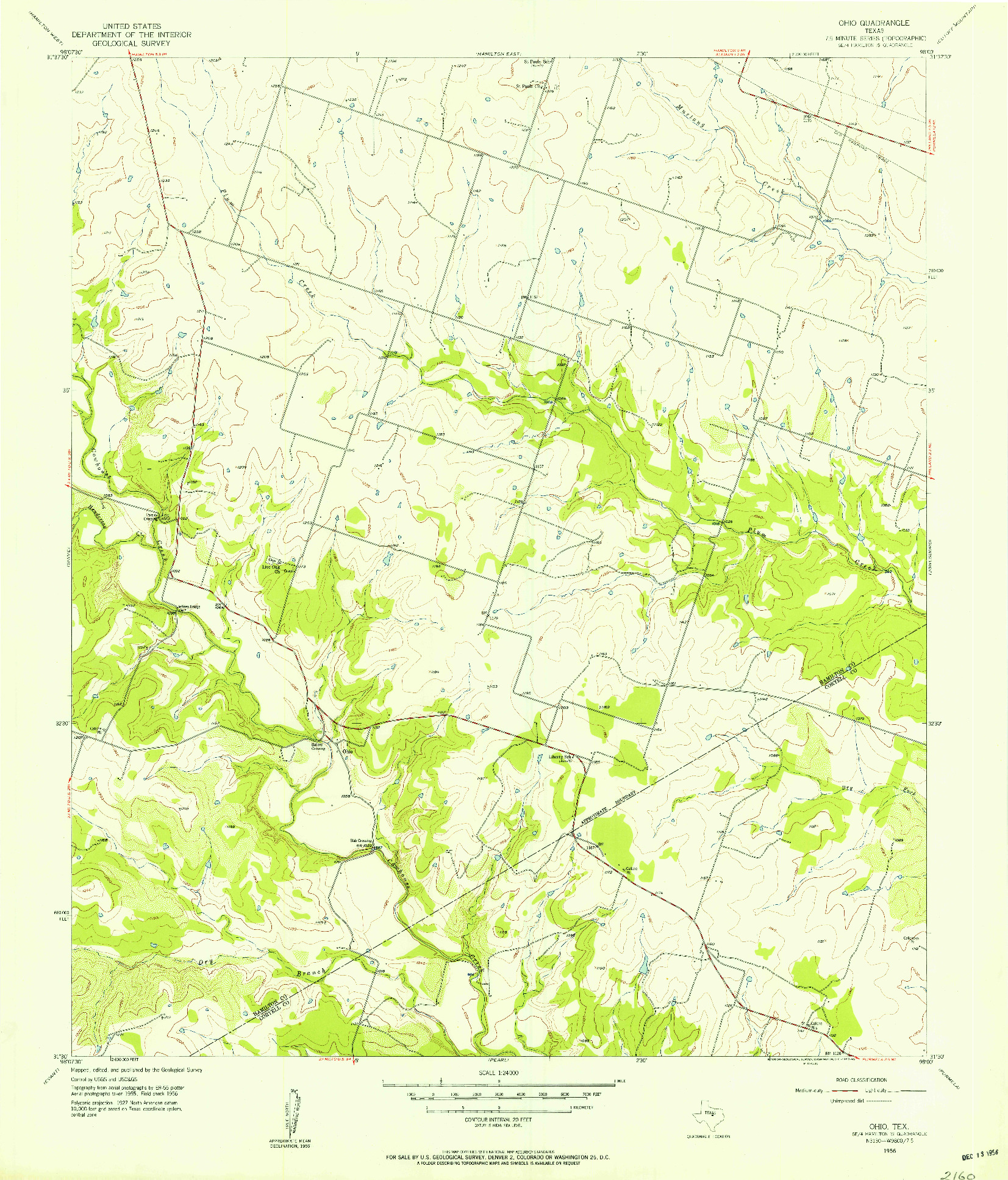 USGS 1:24000-SCALE QUADRANGLE FOR OHIO, TX 1956