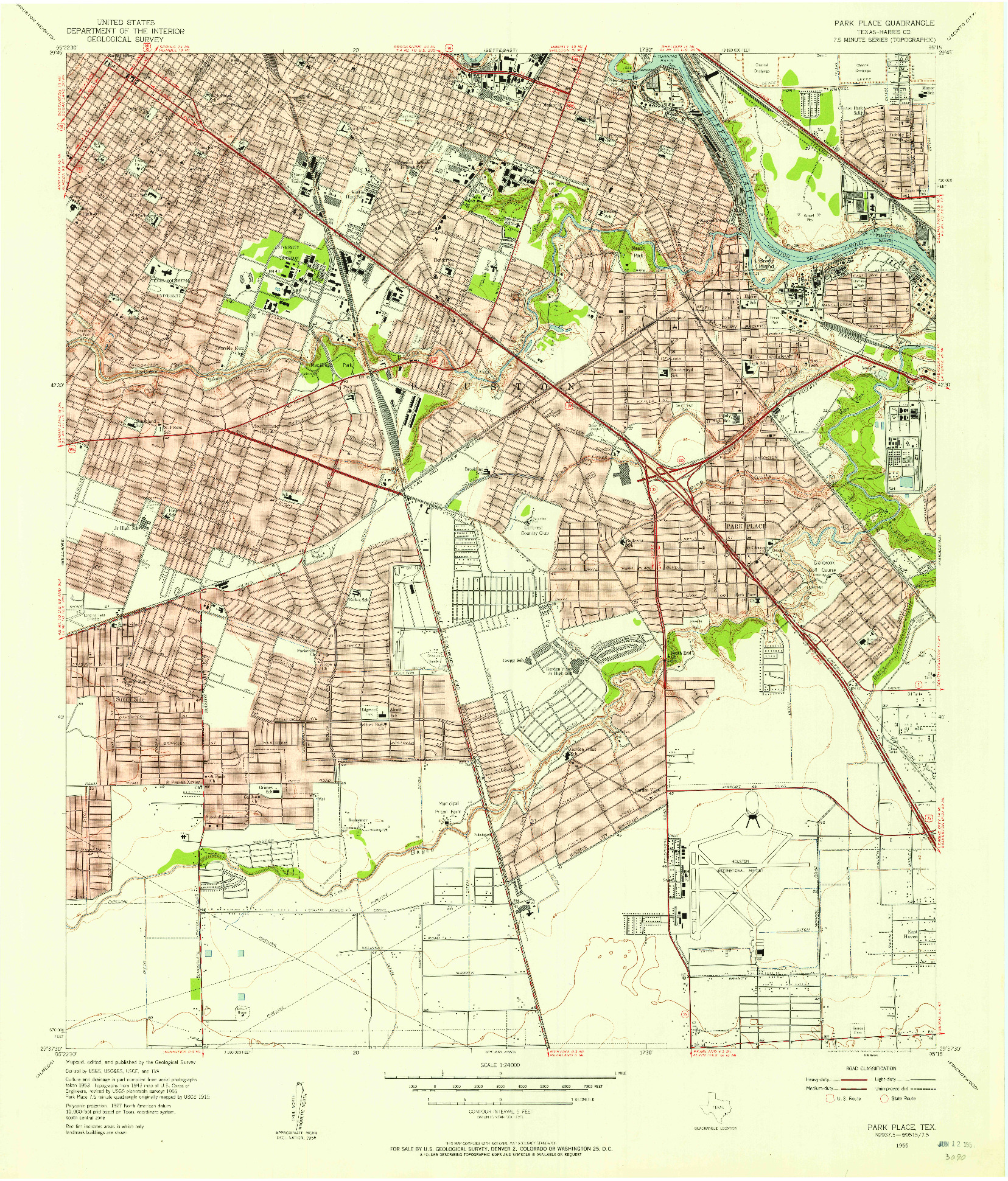 USGS 1:24000-SCALE QUADRANGLE FOR PARK PLACE, TX 1955