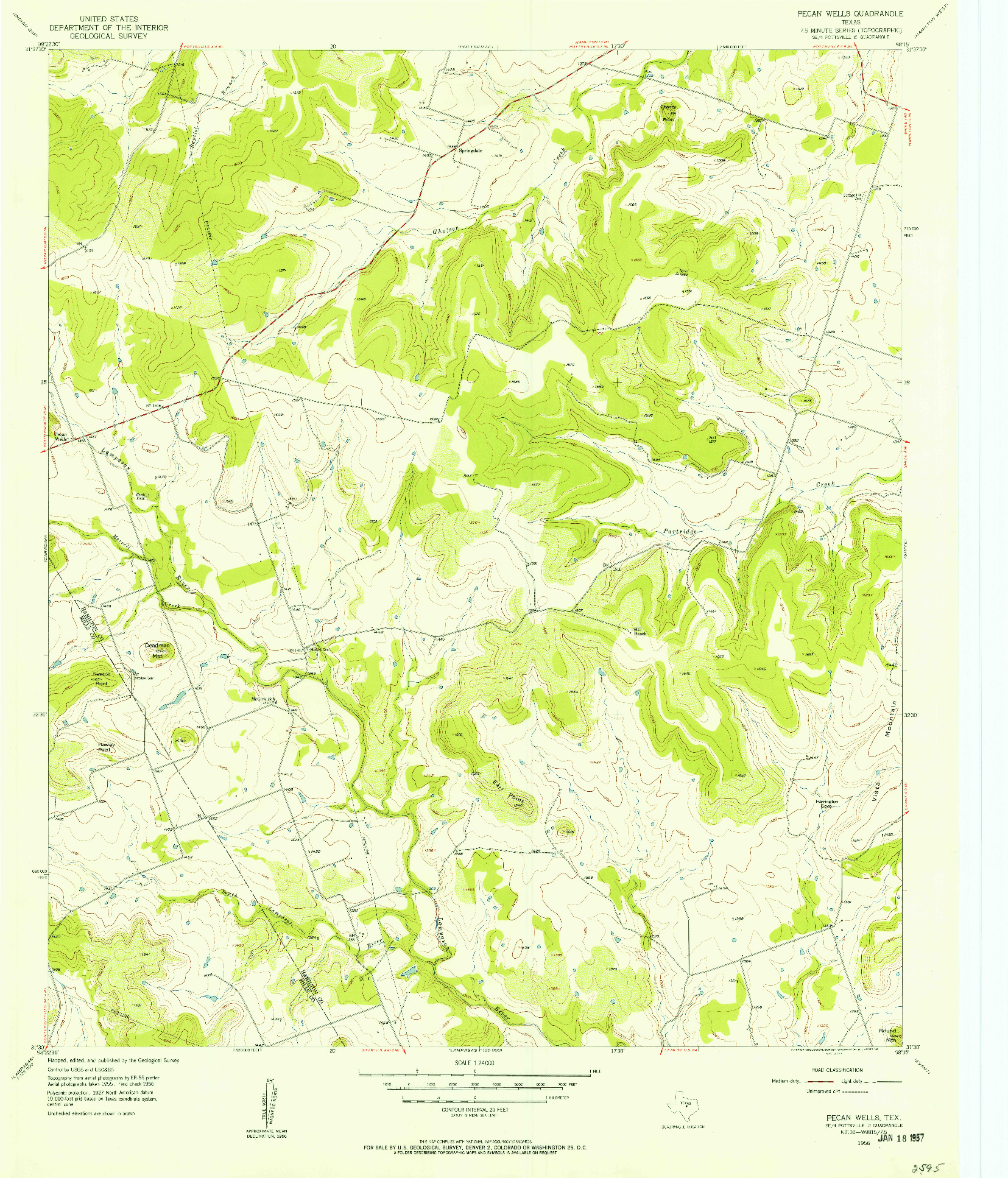 USGS 1:24000-SCALE QUADRANGLE FOR PECAN WELLS, TX 1956