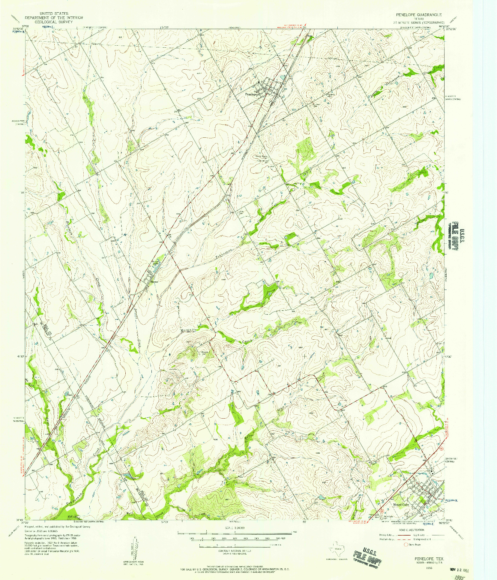USGS 1:24000-SCALE QUADRANGLE FOR PENELOPE, TX 1956