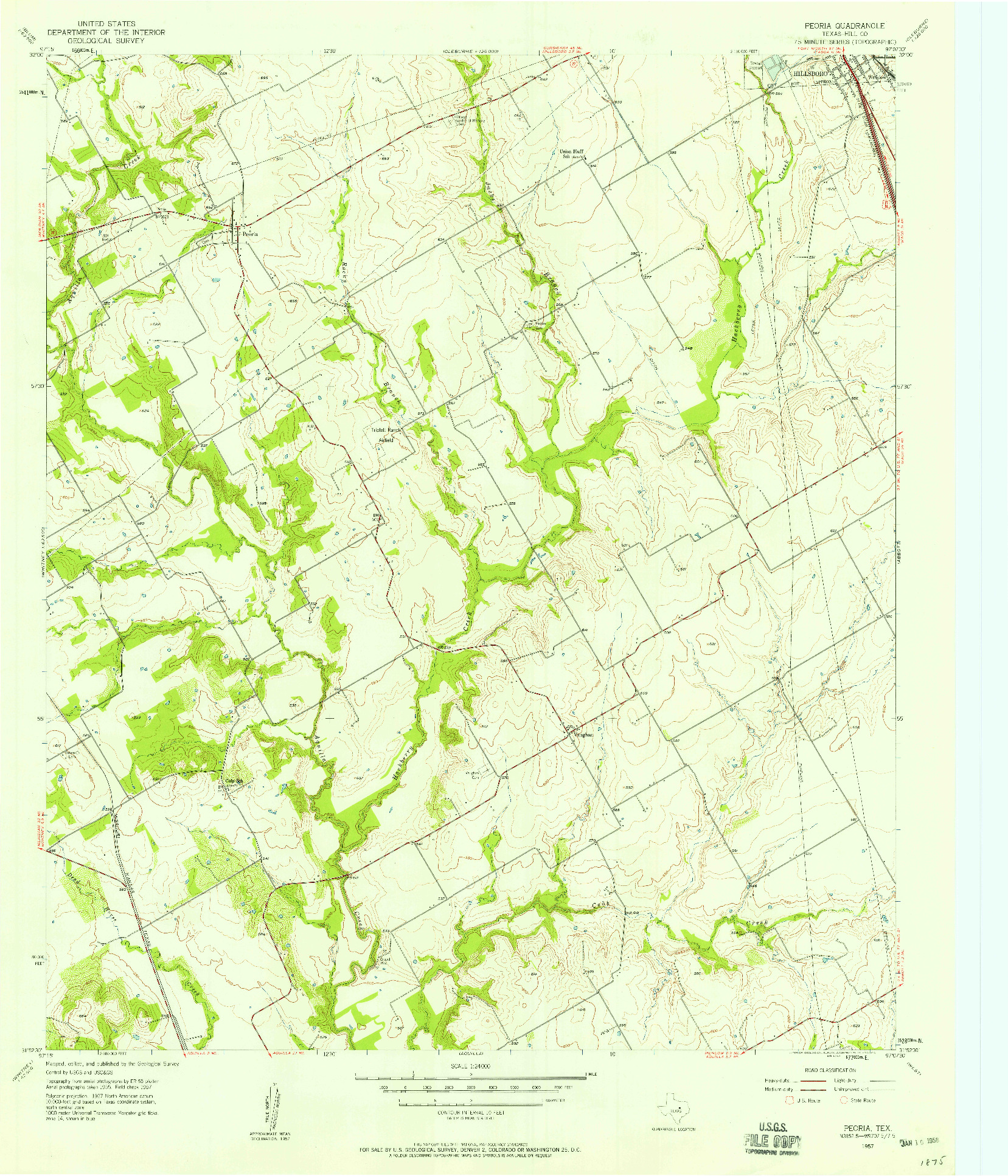 USGS 1:24000-SCALE QUADRANGLE FOR PEORIA, TX 1957