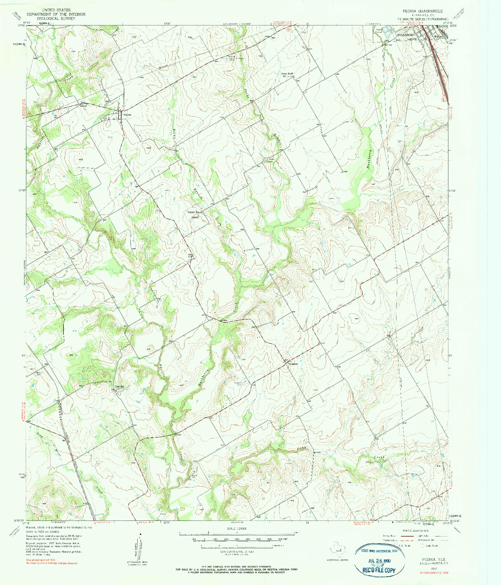 USGS 1:24000-SCALE QUADRANGLE FOR PEORIA, TX 1957