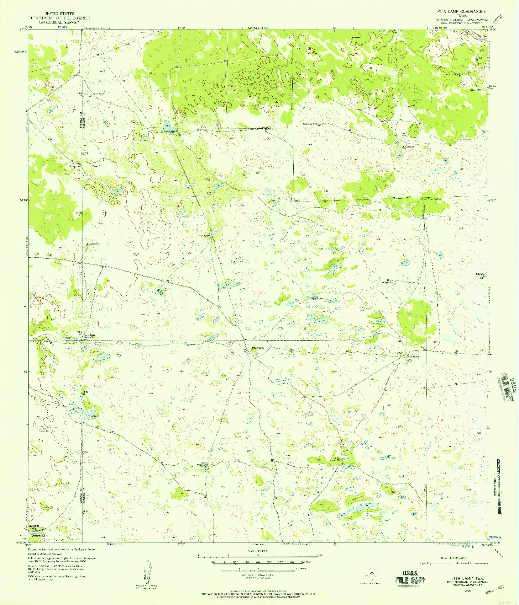 USGS 1:24000-SCALE QUADRANGLE FOR PITA CAMP, TX 1956