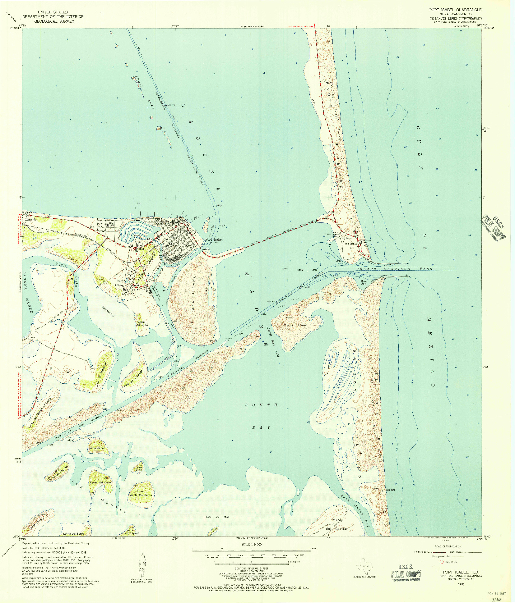 USGS 1:24000-SCALE QUADRANGLE FOR PORT ISABEL, TX 1955