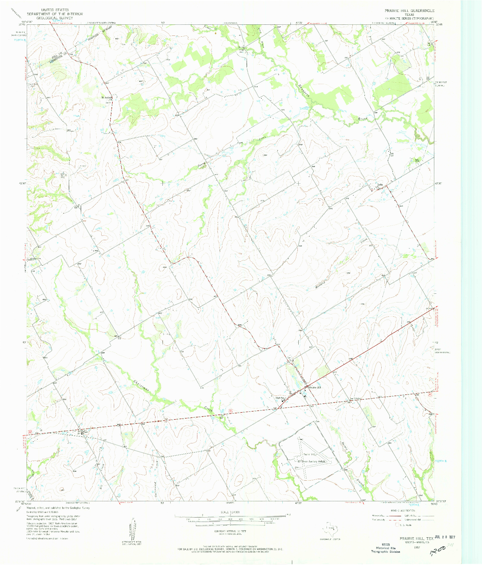 USGS 1:24000-SCALE QUADRANGLE FOR PRAIRIE HILL, TX 1957