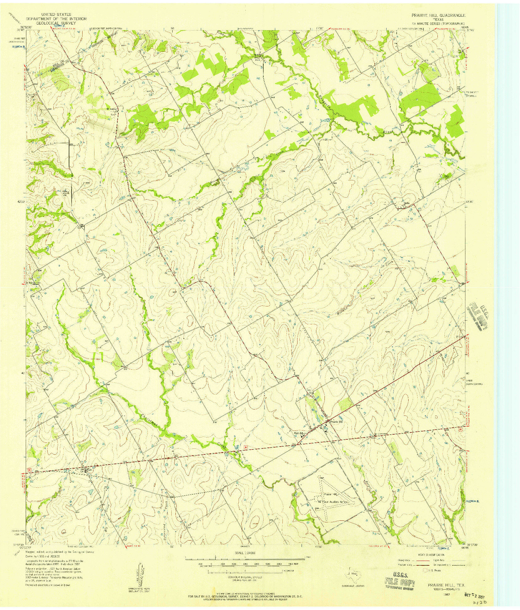 USGS 1:24000-SCALE QUADRANGLE FOR PRAIRIE HILL, TX 1957
