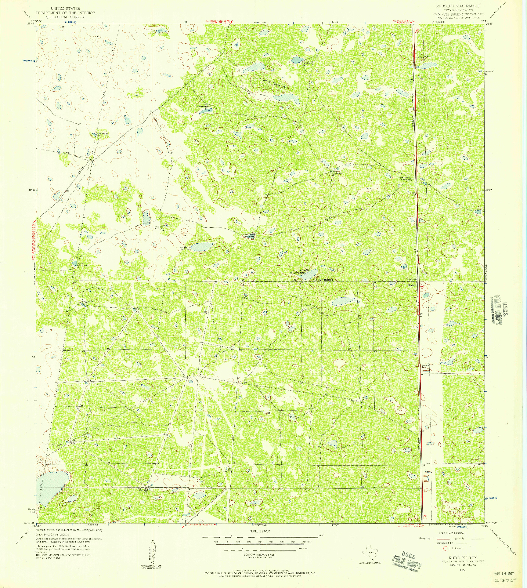 USGS 1:24000-SCALE QUADRANGLE FOR RUDOLPH, TX 1956