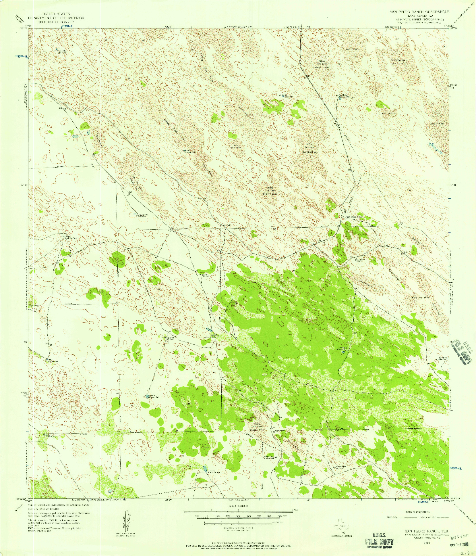 USGS 1:24000-SCALE QUADRANGLE FOR SAN PEDRO RANCH, TX 1956