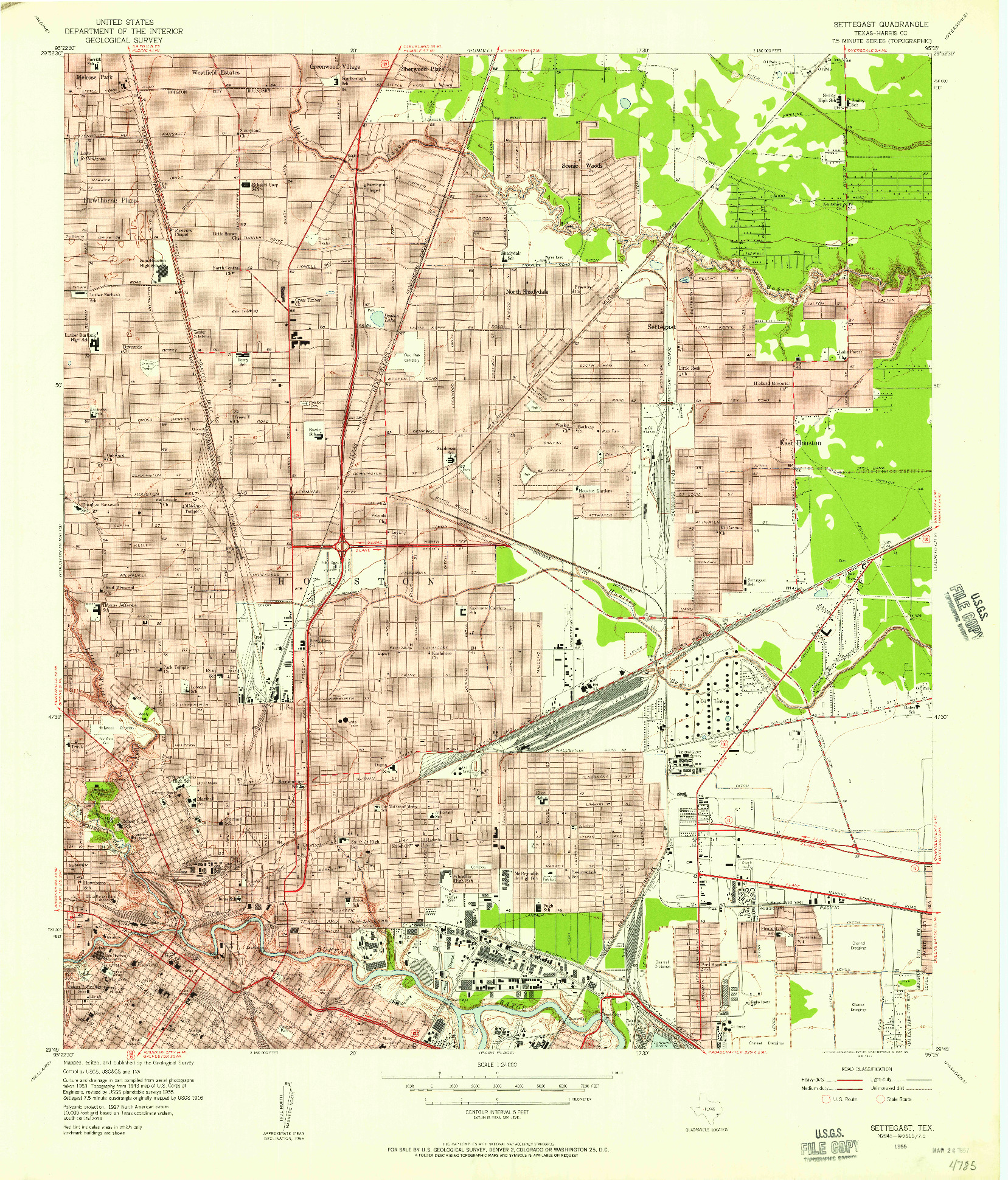 USGS 1:24000-SCALE QUADRANGLE FOR SETTEGAST, TX 1955