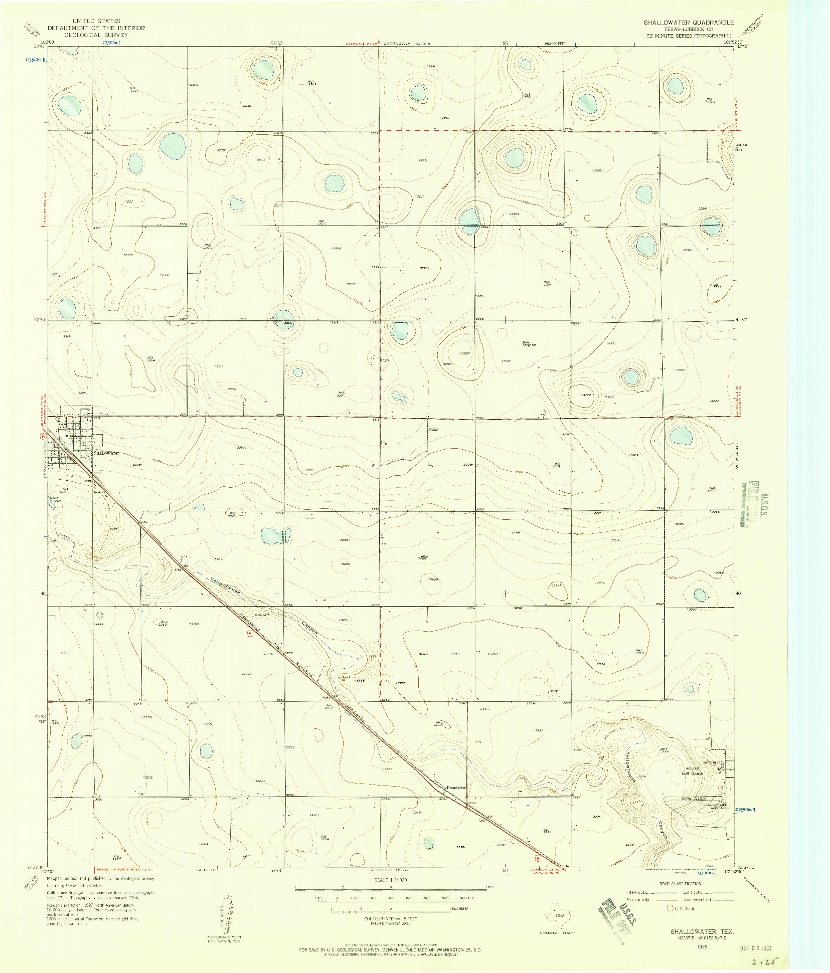 USGS 1:24000-SCALE QUADRANGLE FOR SHALLOWATER, TX 1956