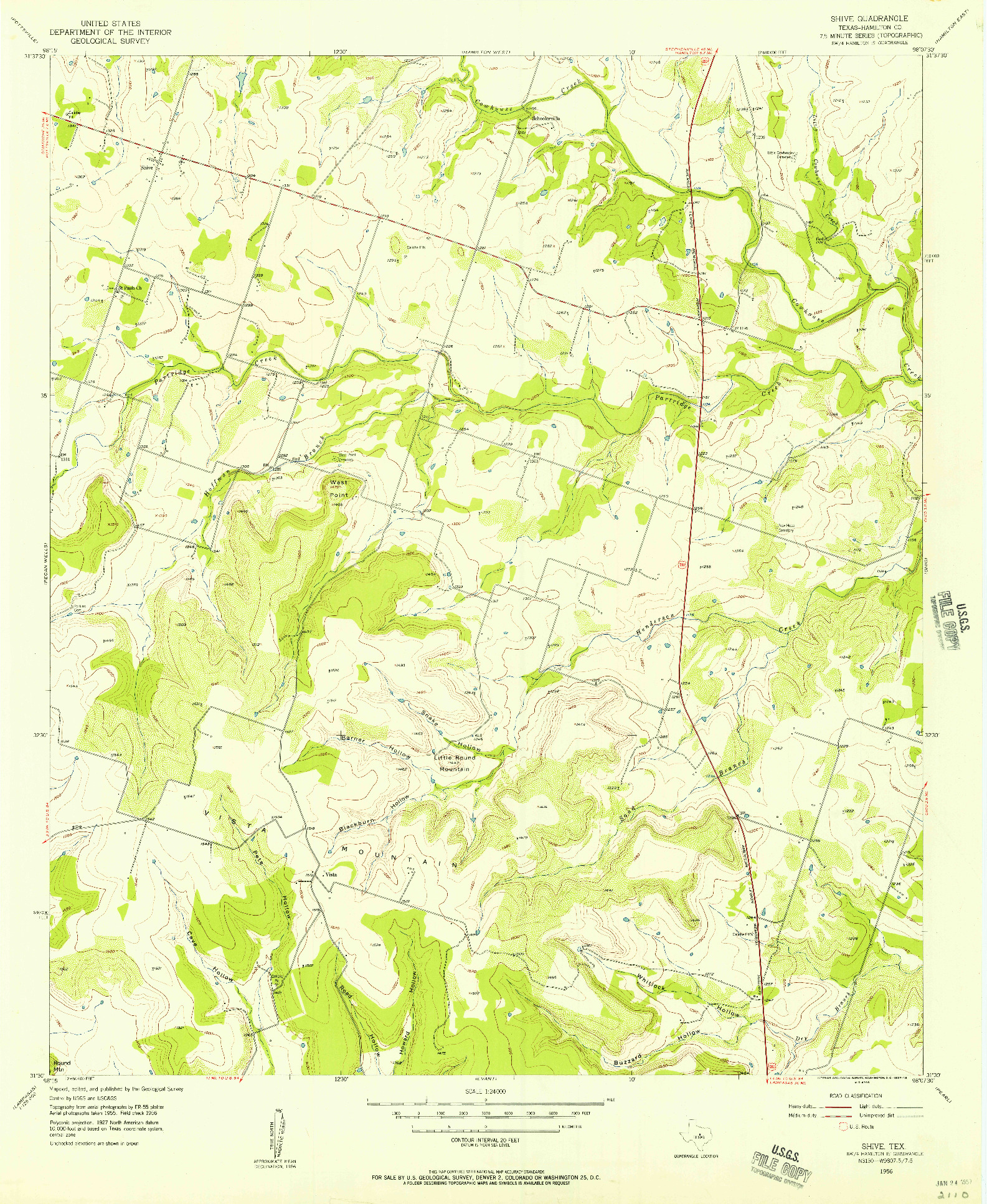 USGS 1:24000-SCALE QUADRANGLE FOR SHIVE, TX 1956