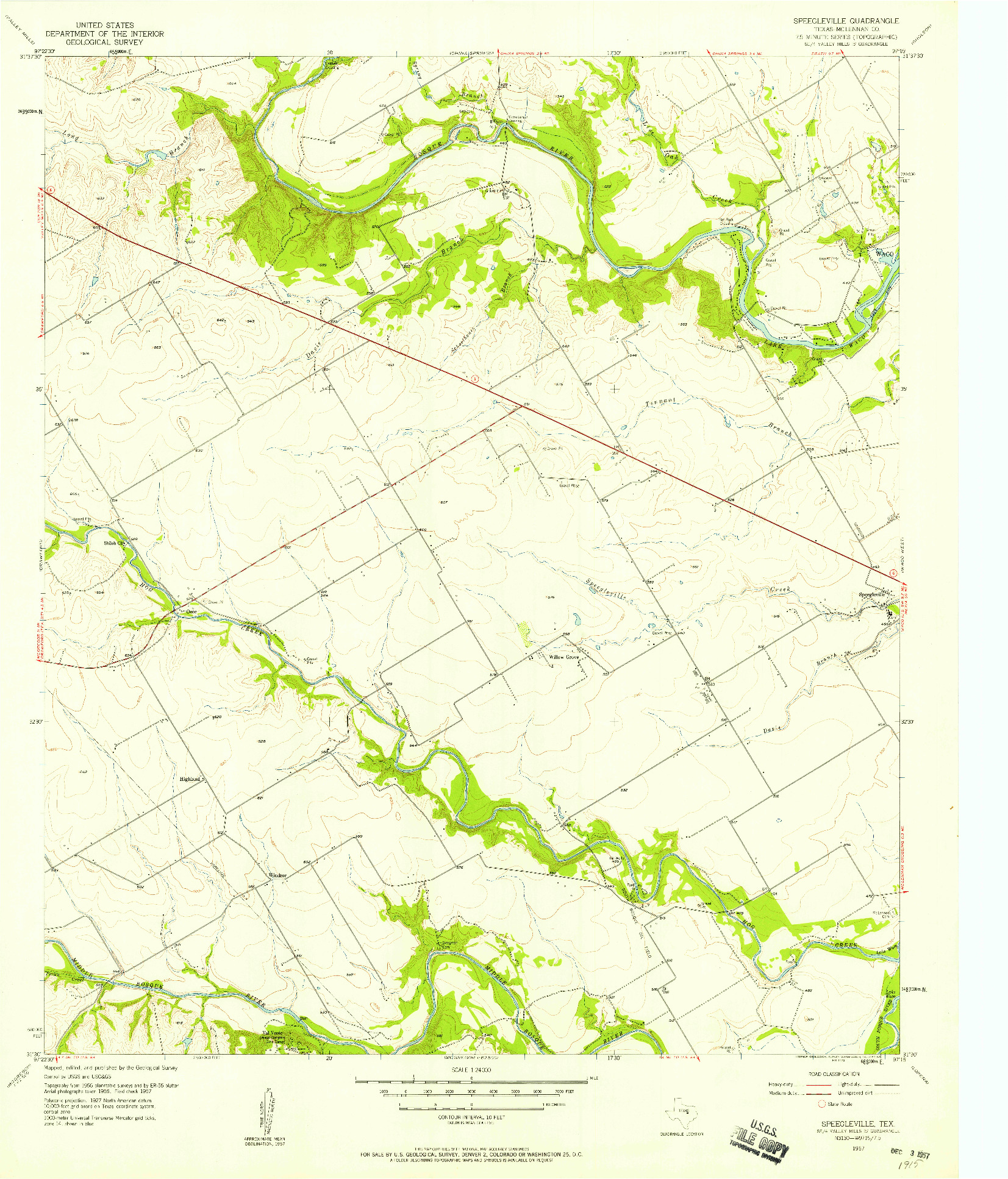 USGS 1:24000-SCALE QUADRANGLE FOR SPEEGLEVILLE, TX 1957