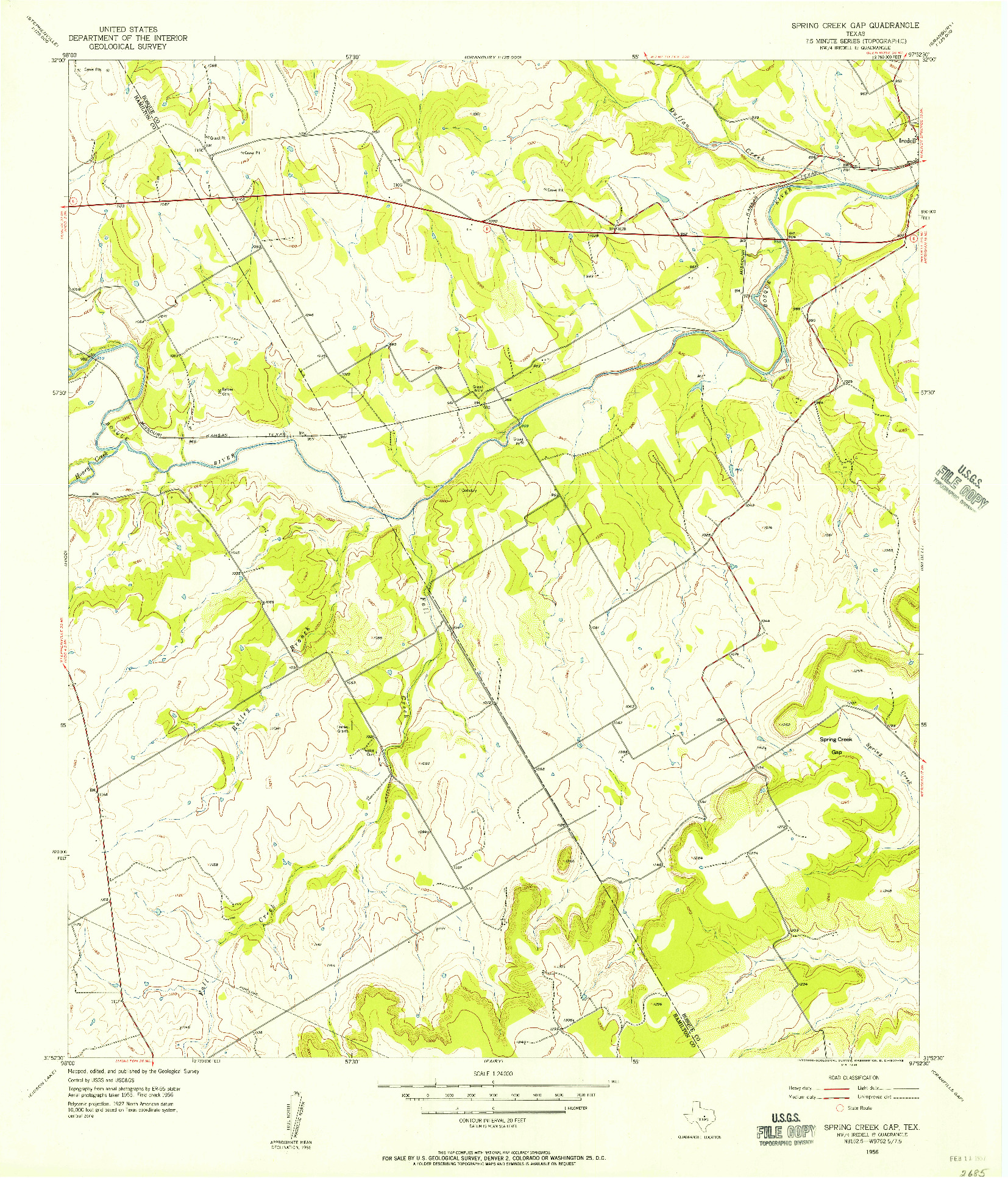 USGS 1:24000-SCALE QUADRANGLE FOR SPRING CREEK GAP, TX 1956