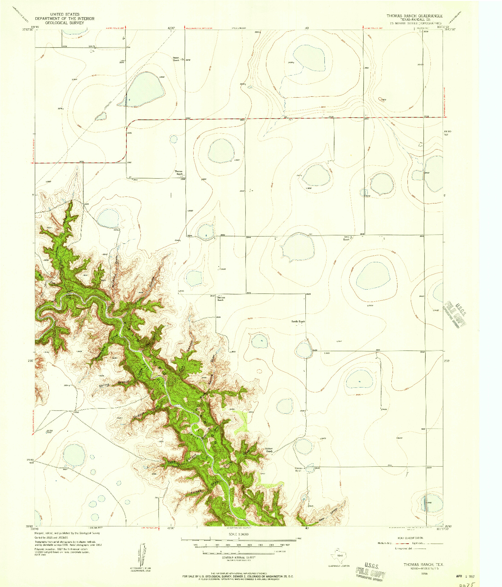 USGS 1:24000-SCALE QUADRANGLE FOR THOMAS RANCH, TX 1956