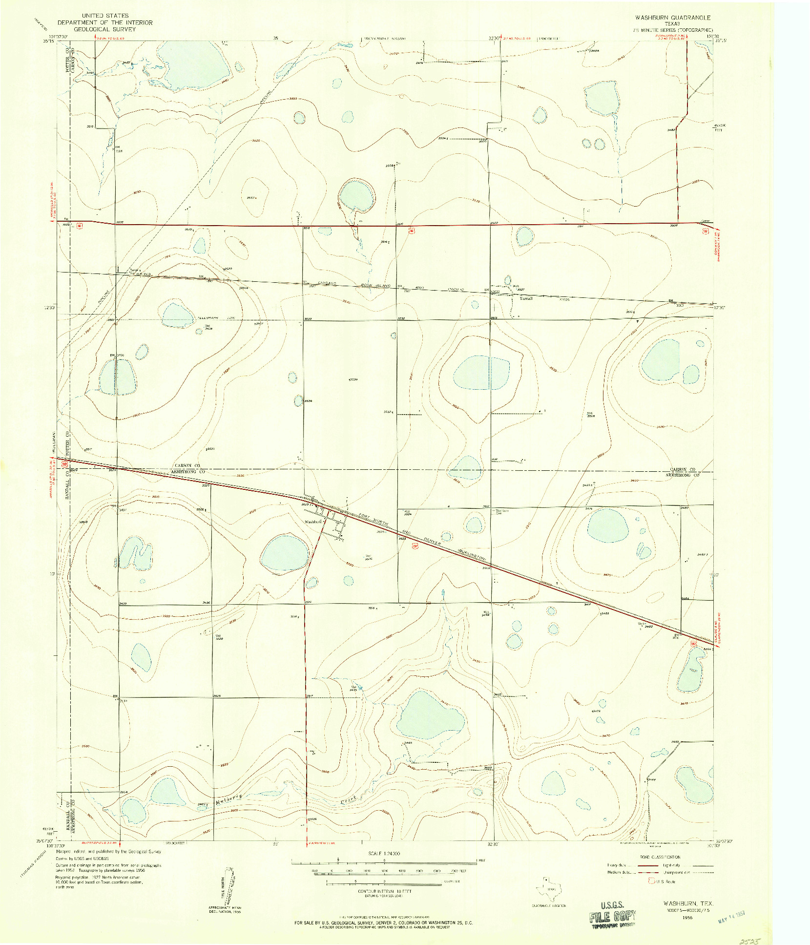 USGS 1:24000-SCALE QUADRANGLE FOR WASHBURN, TX 1956