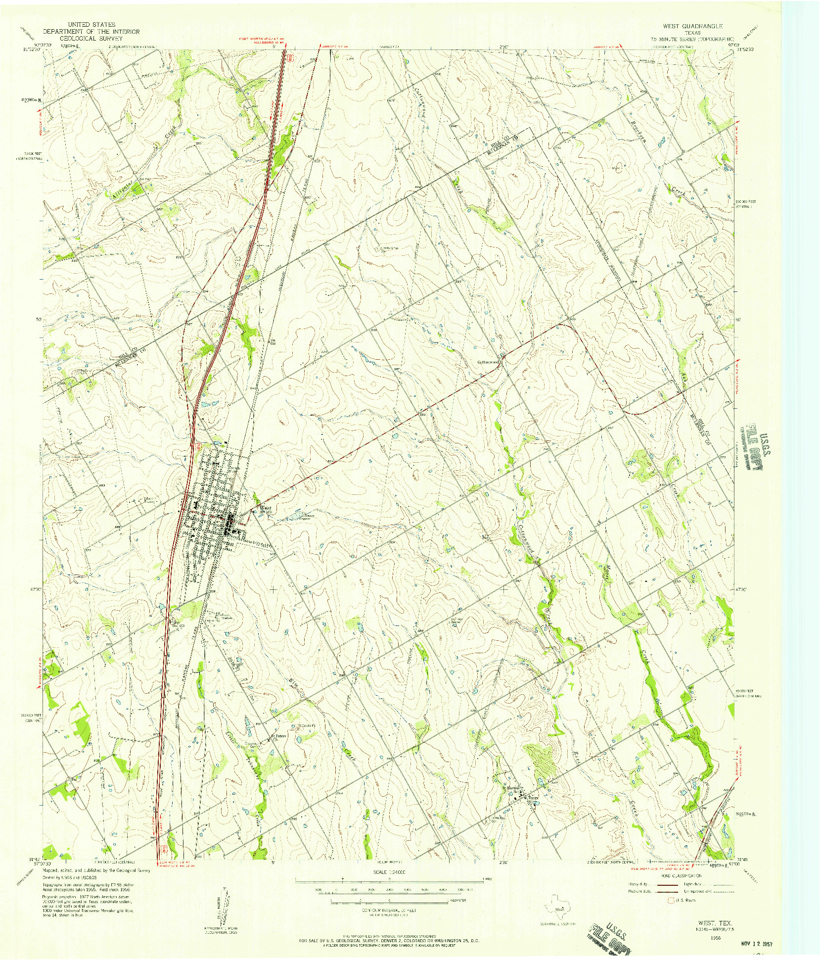 USGS 1:24000-SCALE QUADRANGLE FOR WEST, TX 1956