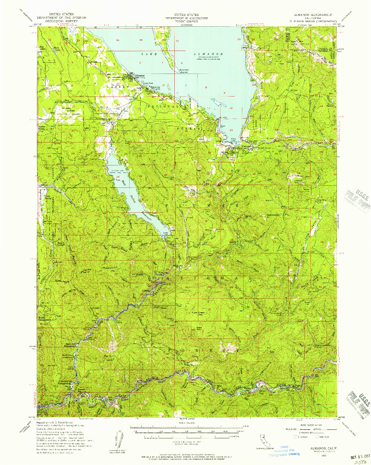 USGS 1:62500-SCALE QUADRANGLE FOR ALMANOR, CA 1955