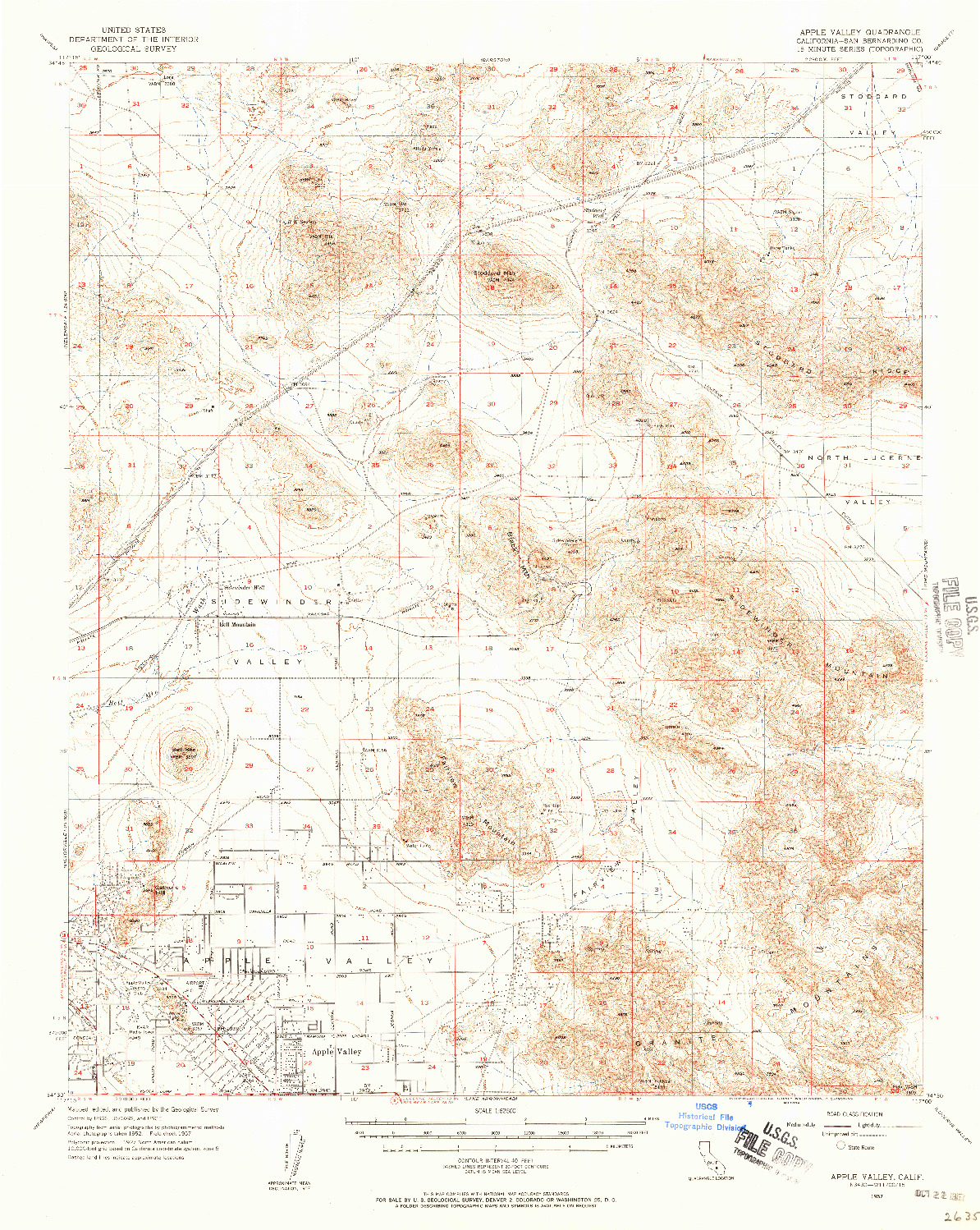 USGS 1:62500-SCALE QUADRANGLE FOR APPLE VALLEY, CA 1957