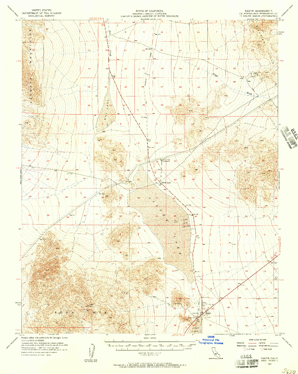 USGS 1:62500-SCALE QUADRANGLE FOR BAKER, CA 1956