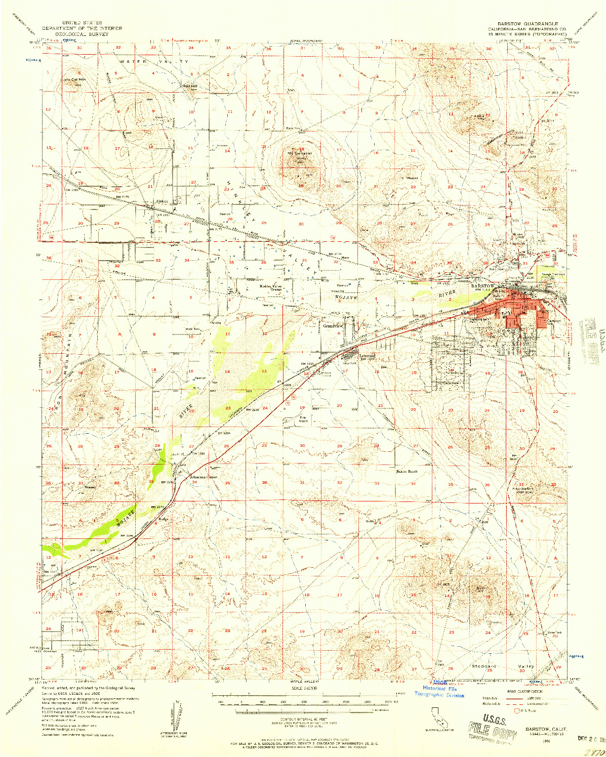 USGS 1:62500-SCALE QUADRANGLE FOR BARSTOW, CA 1956