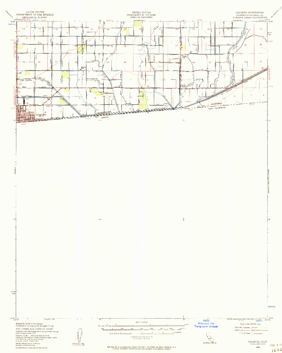 USGS 1:62500-SCALE QUADRANGLE FOR CALEXICO, CA 1940