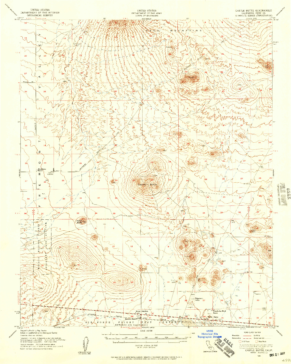USGS 1:62500-SCALE QUADRANGLE FOR CASTLE BUTTE, CA 1956